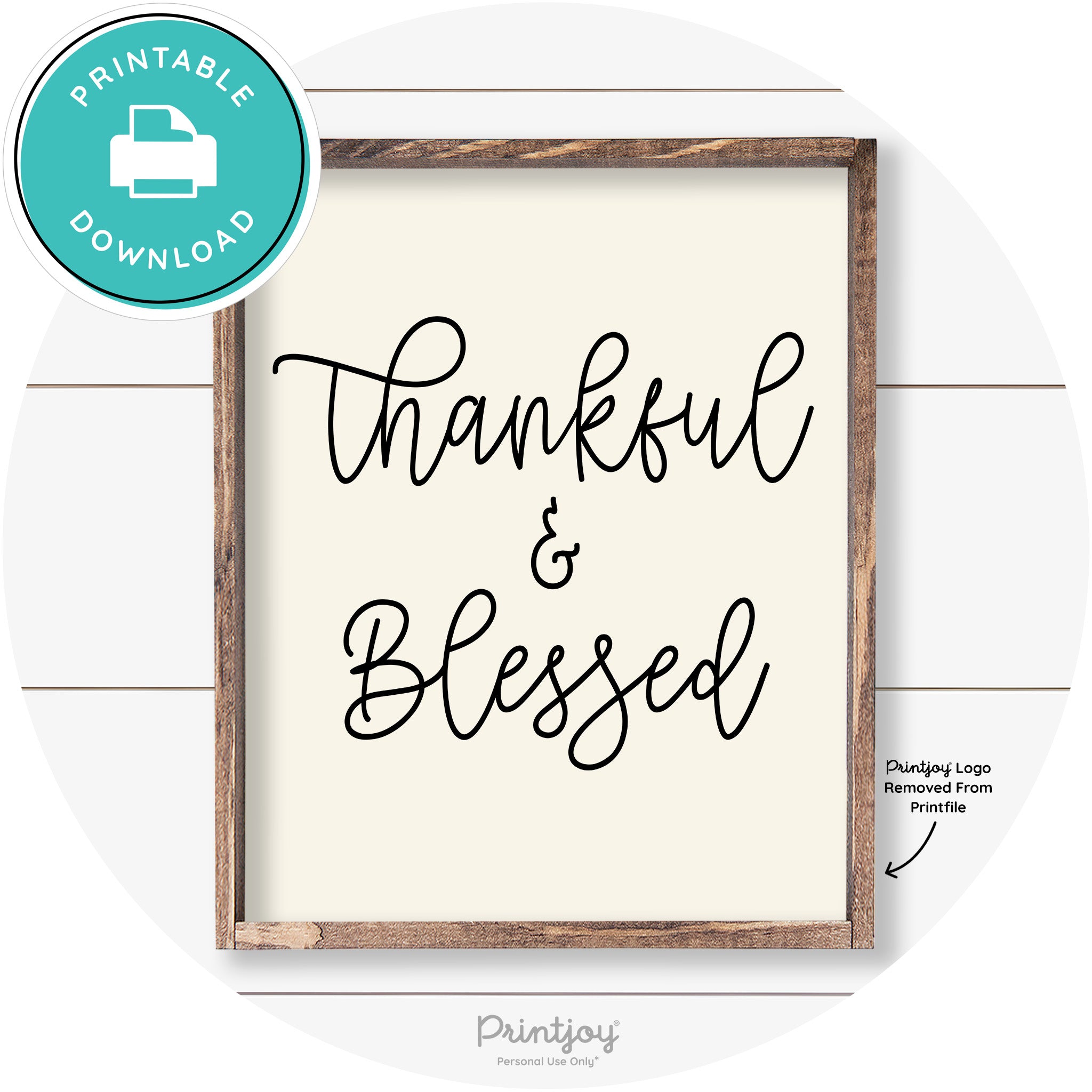 Thankful And Blessed Thanksgiving Farmhouse Wall Art Free Printable