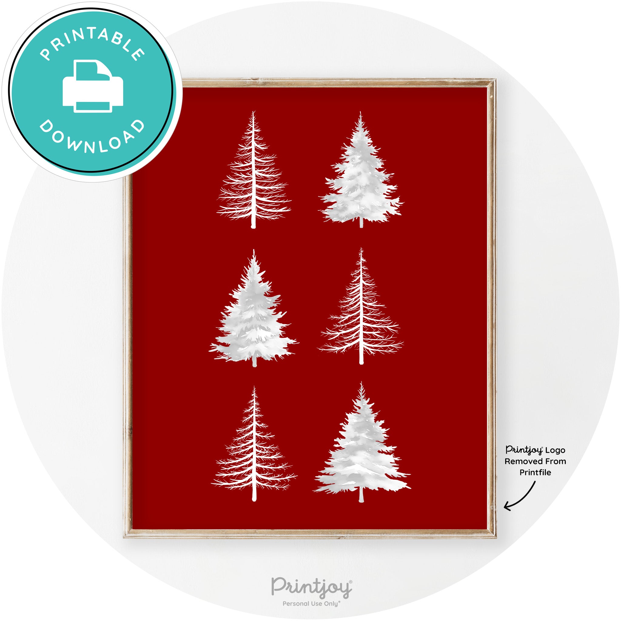 Christmas Trees Silhouette Modern Transitional Wall Art Free Printable - Printjoy