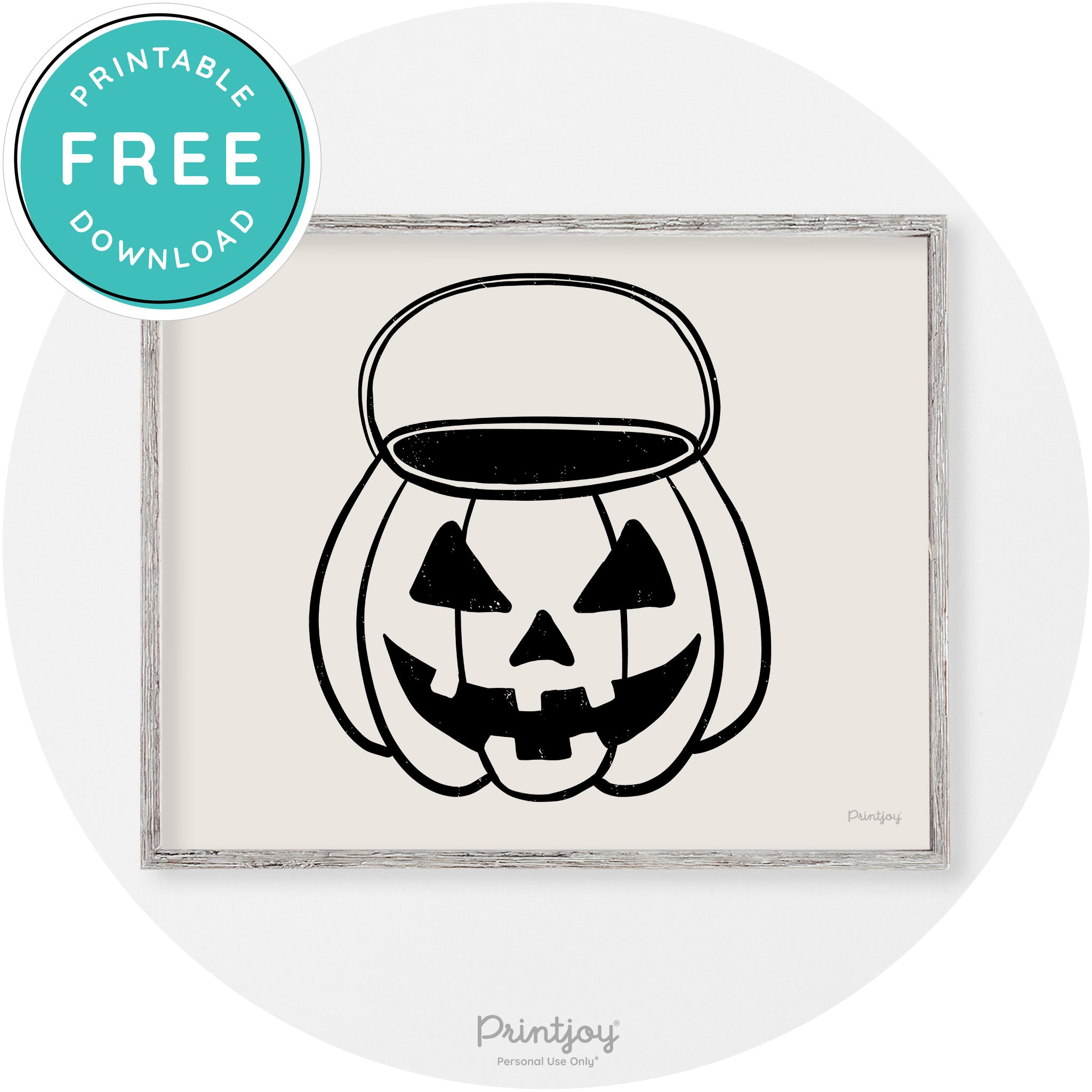 Jack O Lantern Treat Bucket Vintage Halloween Wall Art Free Printable - Printjoy