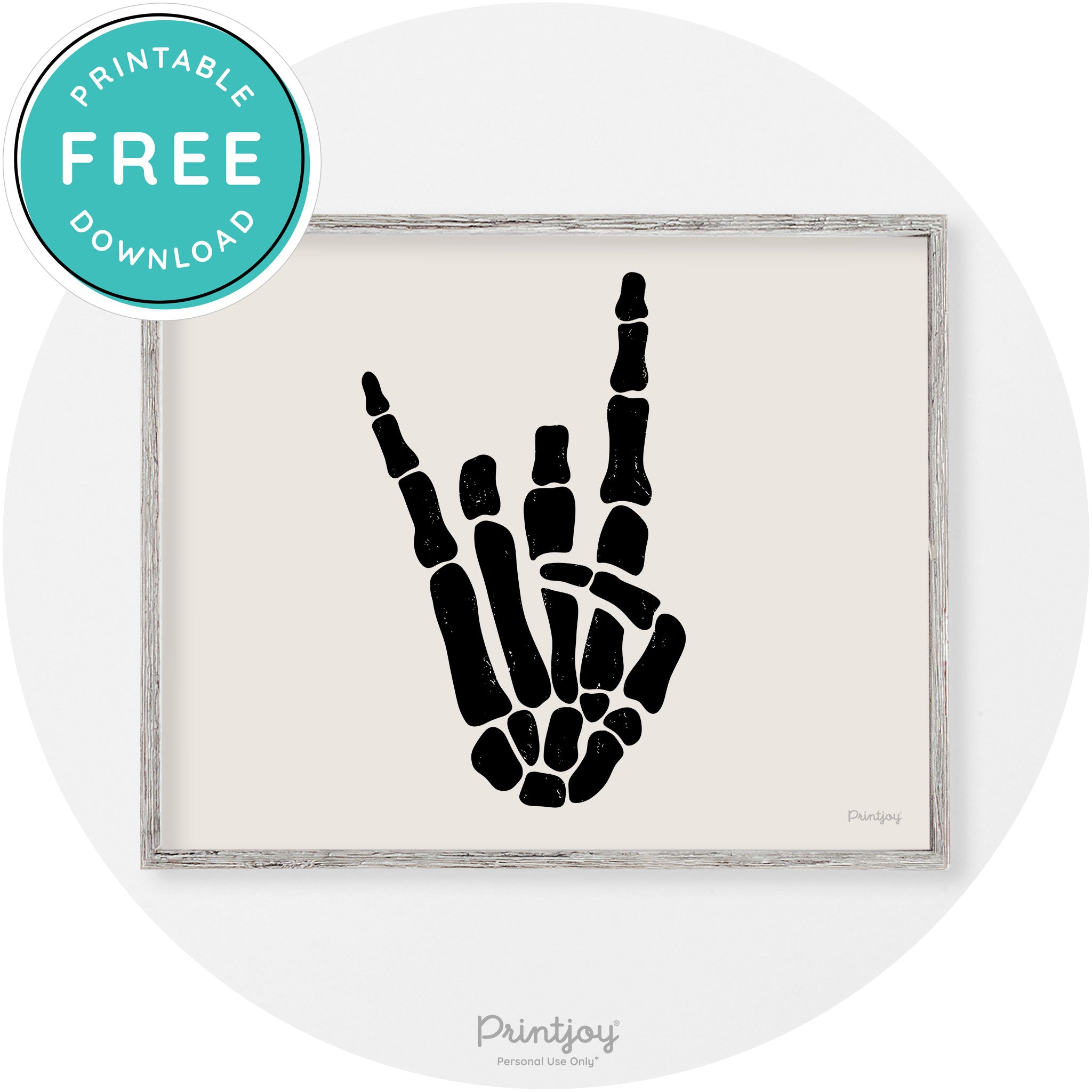 Skeleton Rock On Hand Bones Vintage Halloween Wall Art Free Printable - Printjoy
