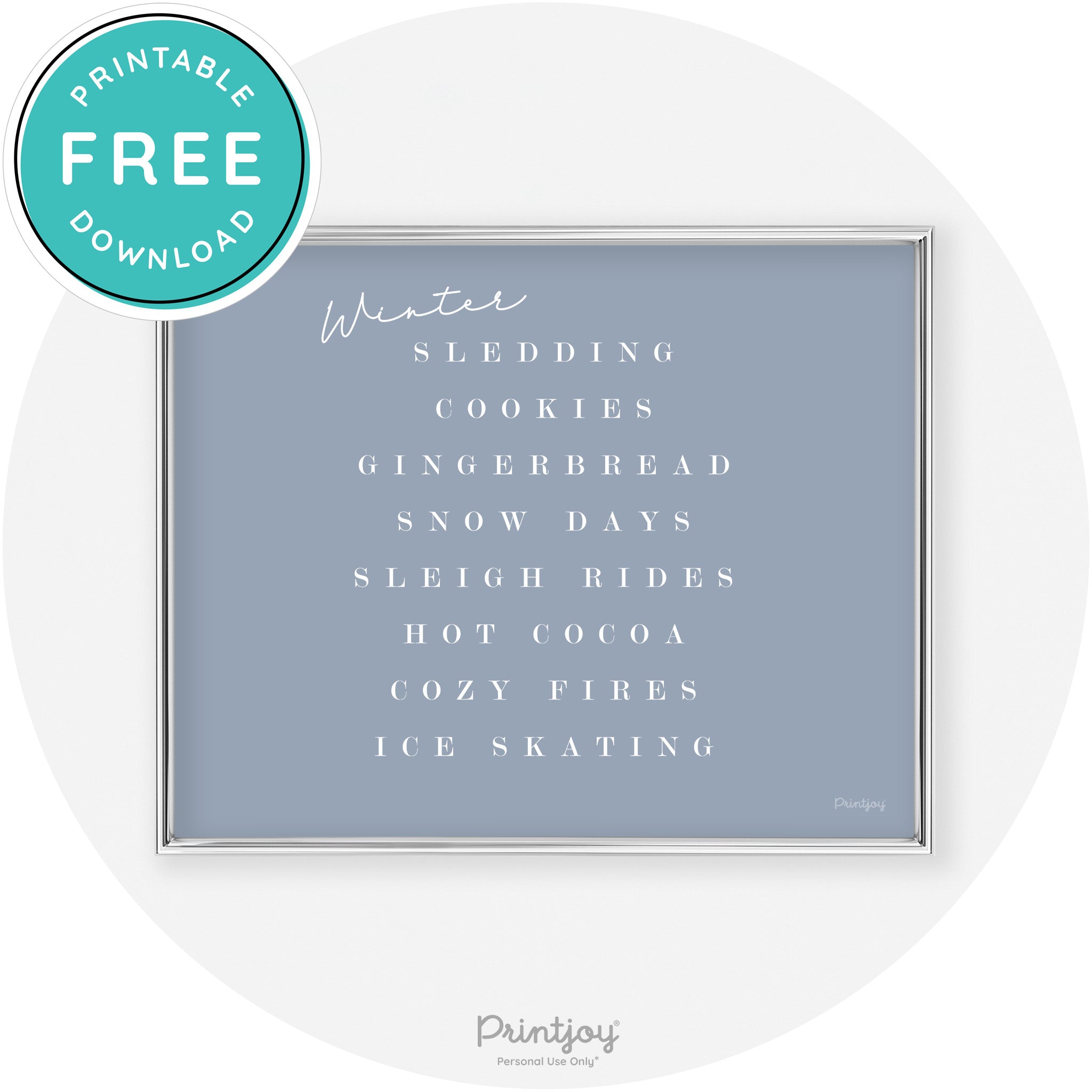 Winter Favorite Things Modern Chic Wall Art Decor Free Printable