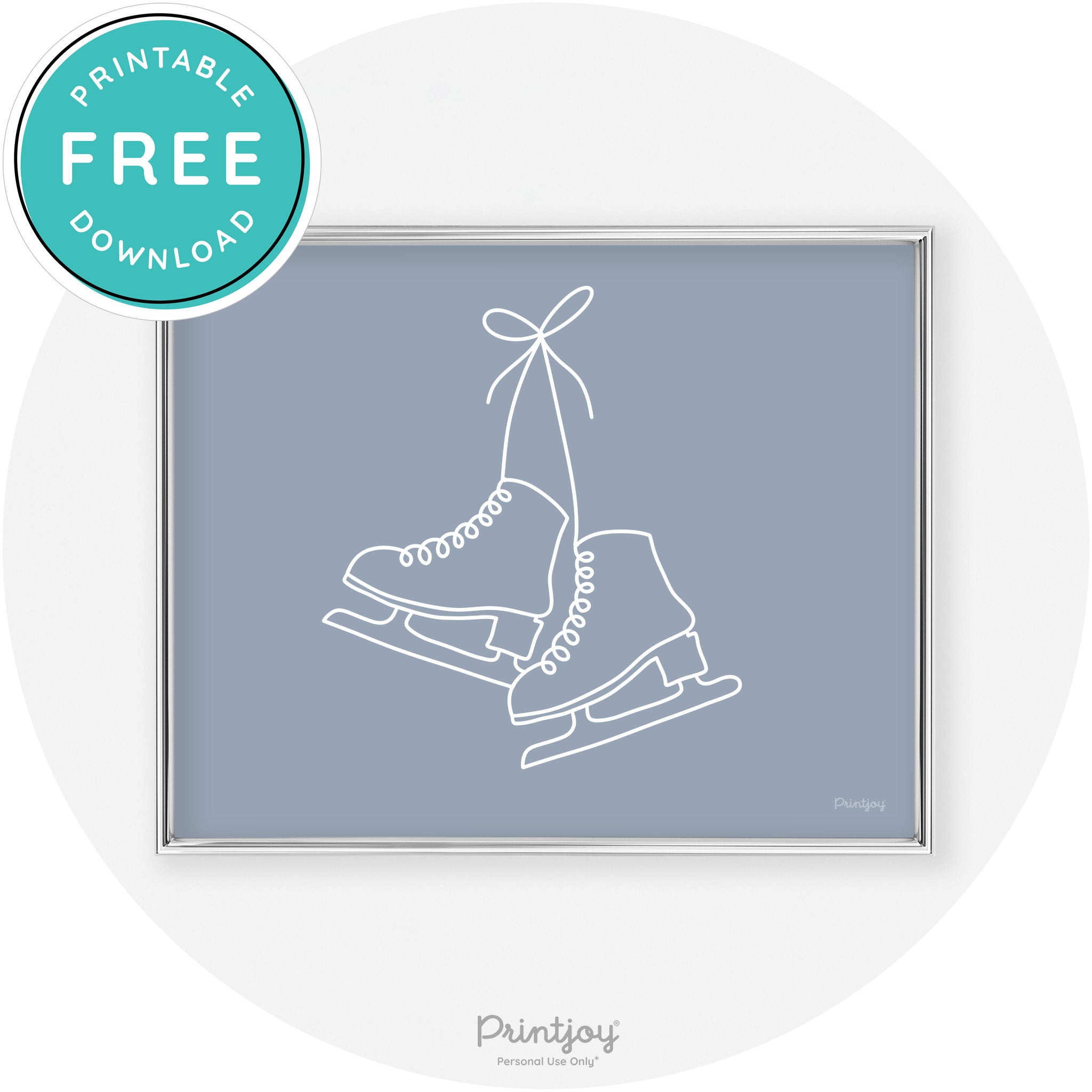 Ice Skates Line Art Cute Winter Modern Chic Wall Art Free Printable - Printjoy