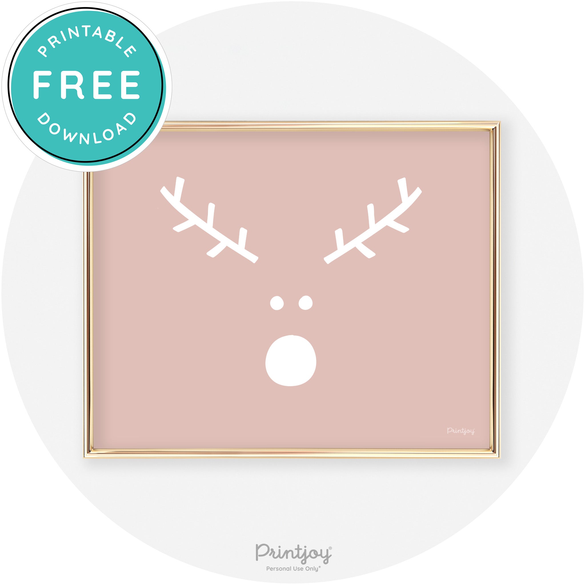 Simple Rudolph Reindeer Face Cute Chic Wall Art Free Printable