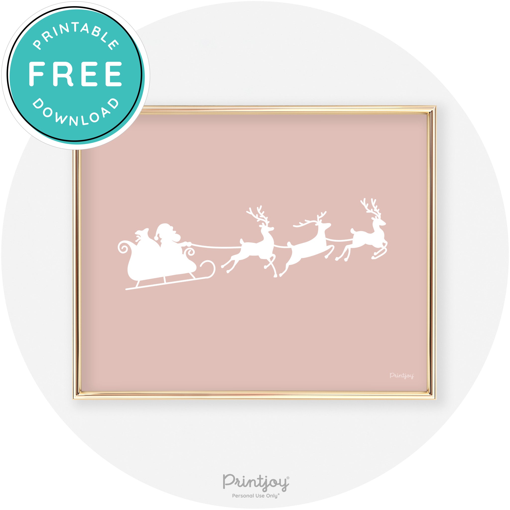 Santa Sleigh Reindeer Silhouette Cute Chic Wall Art Free Printable