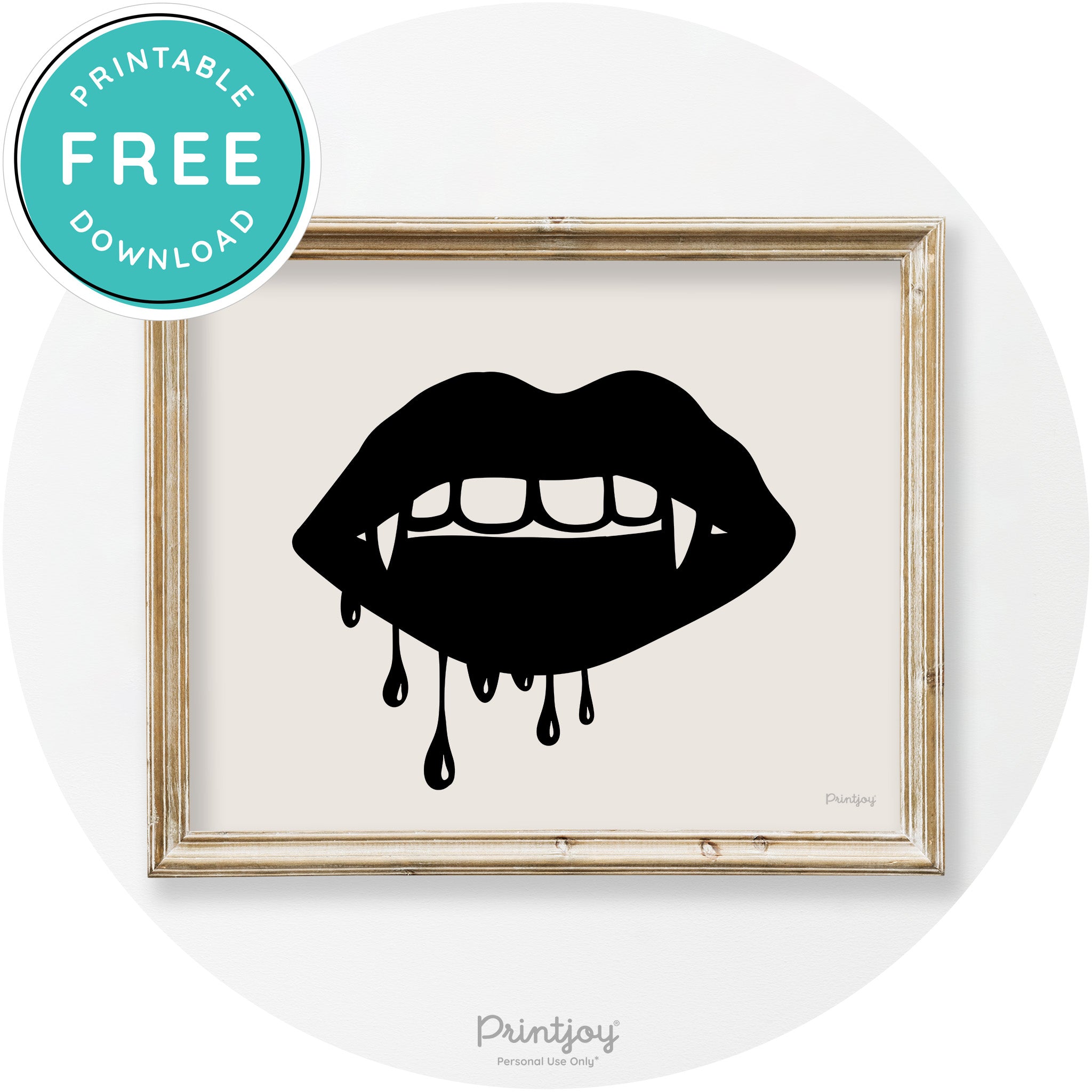 Dracula Fangs Teeth Modern Vintage Halloween Wall Art Free Printable