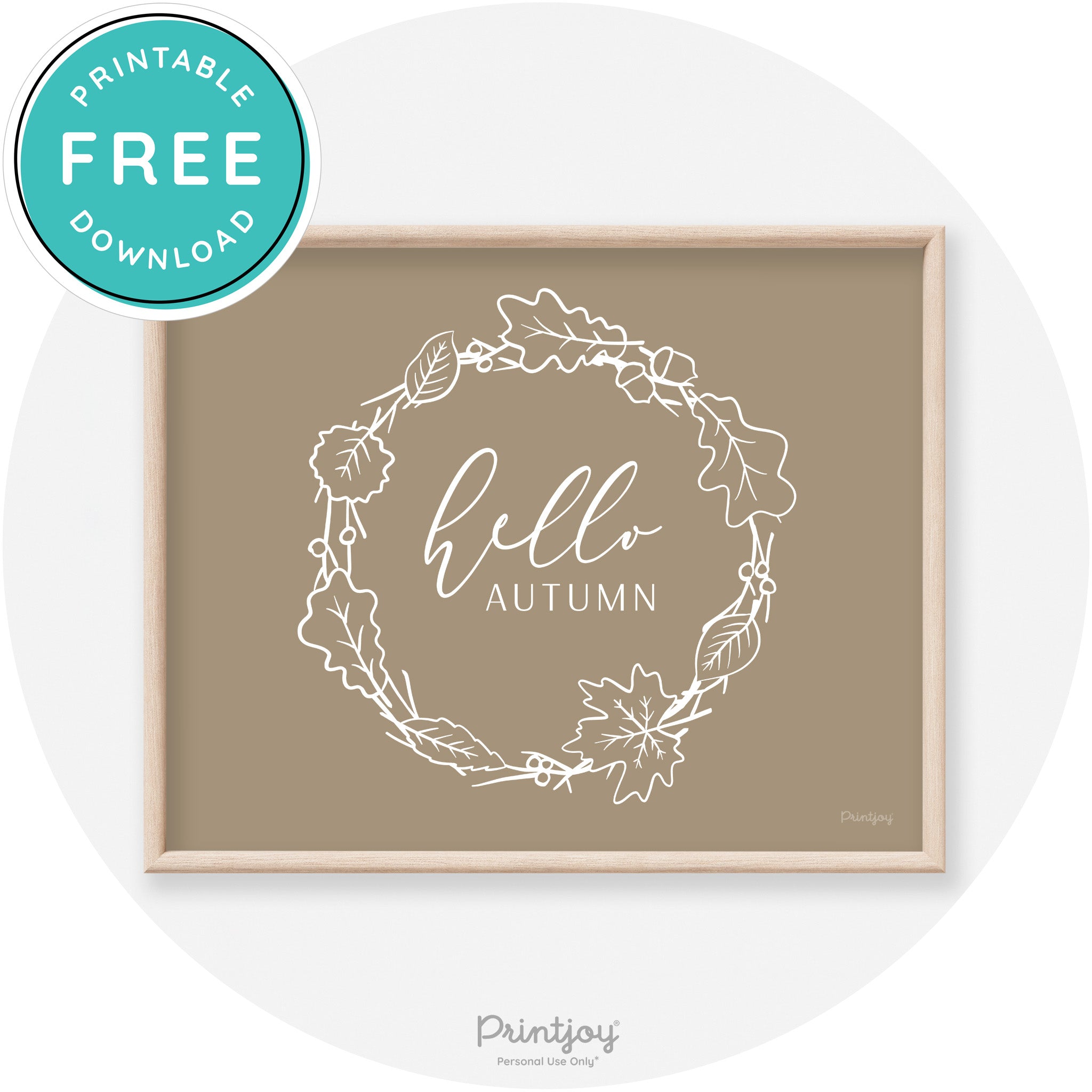 Hello Autumn Fall Wreath Transitional Decor Wall Art Free Printable - Printjoy