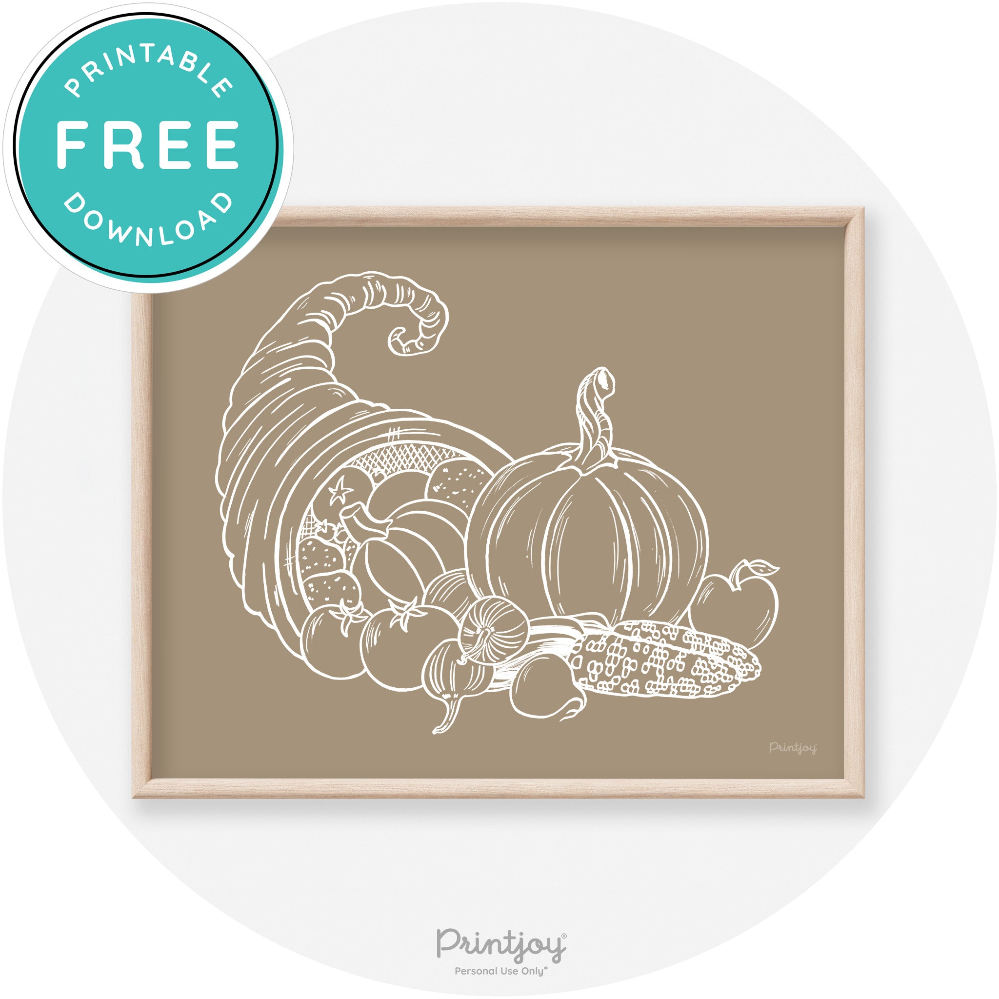 Cornucopia Drawing Thanksgiving Transitional Wall Art Free Printable