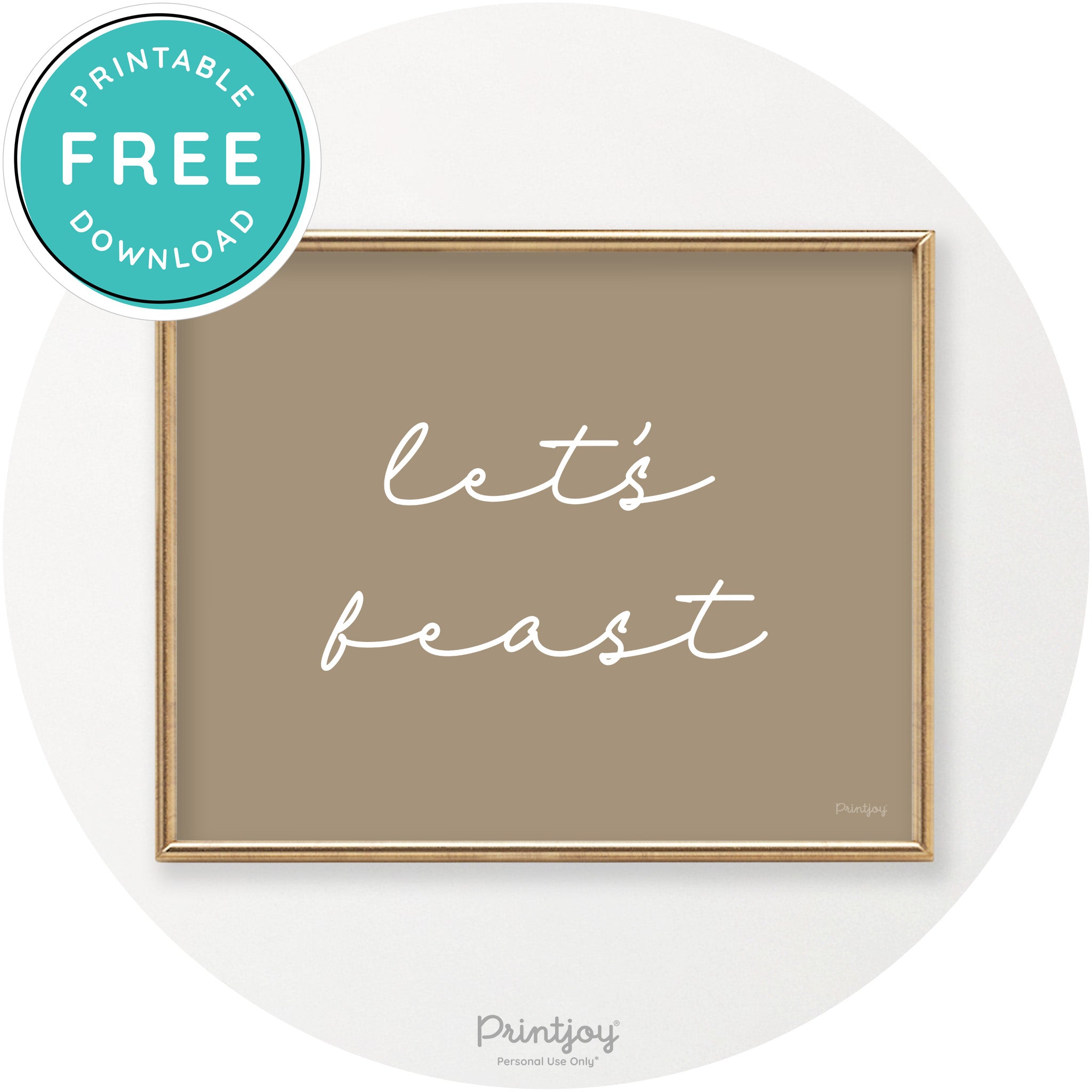 Let's Feast Cute Thanksgiving Modern Chic Wall Art Printable
