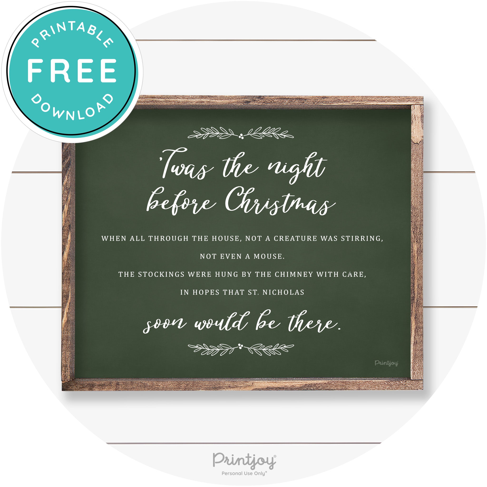 'Twas The Night Before Christmas Farmhouse Wall Art Free Printable