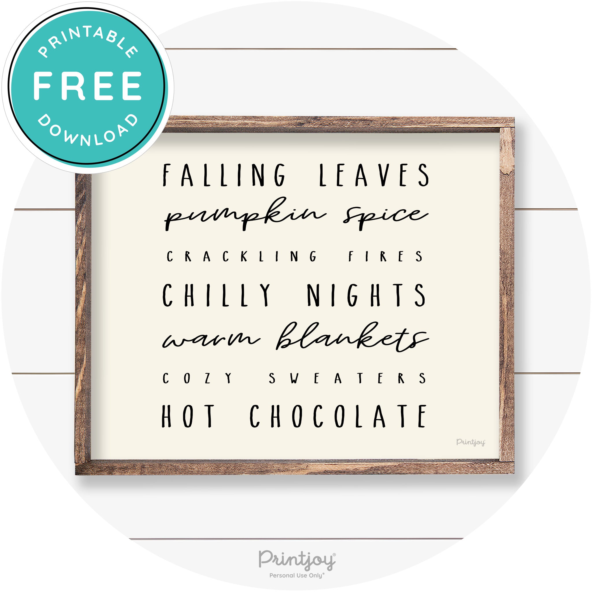 Fall Favorite Things Cute Farmhouse Autumn Wall Art Free Printable