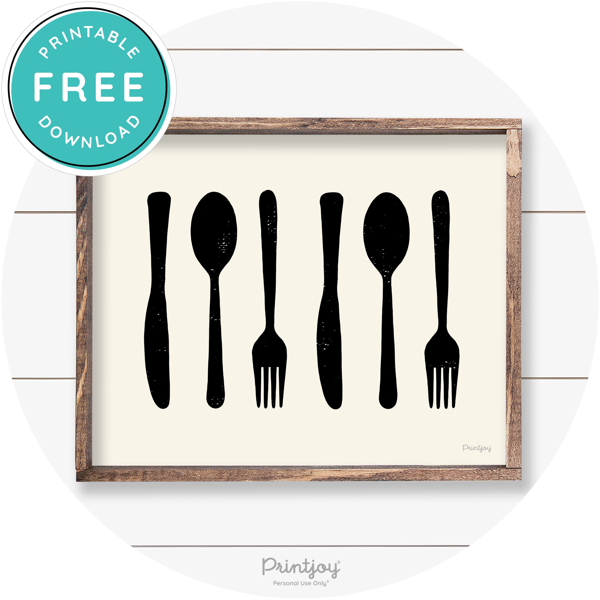 Fork Spoon Knife Pattern Farmhouse Kitchen Wall Art Free Printable