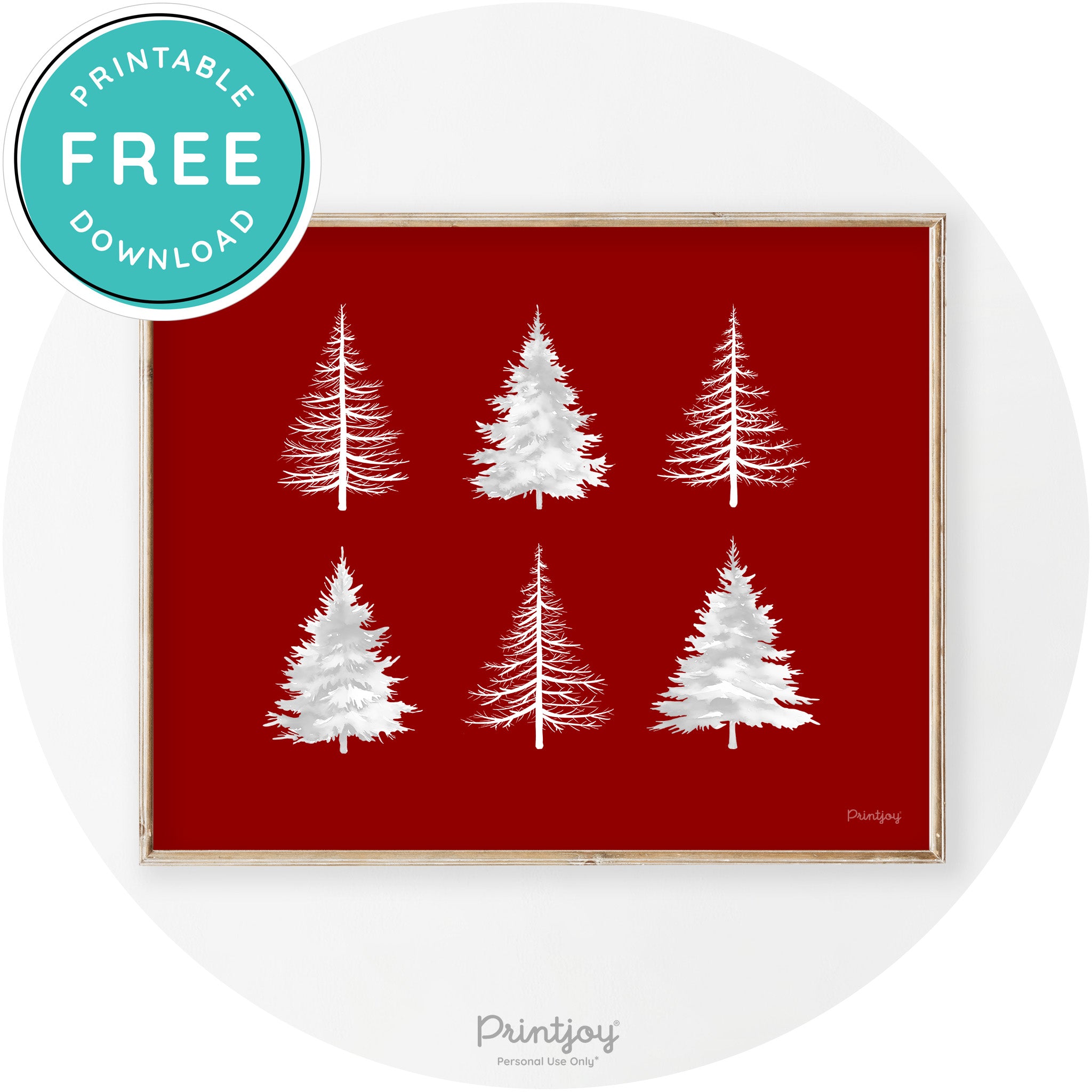Christmas Trees Silhouette Modern Transitional Wall Art Free Printable - Printjoy