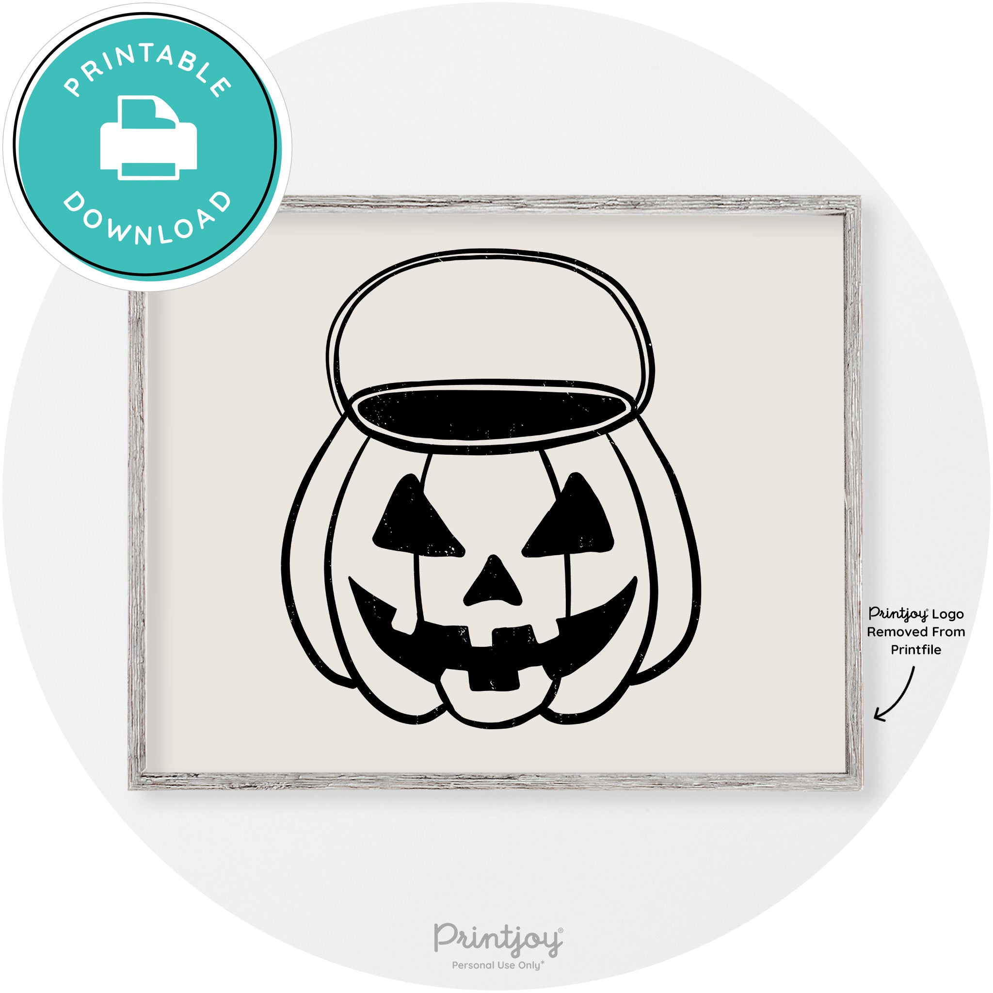 Jack O Lantern Treat Bucket Vintage Halloween Wall Art Free Printable - Printjoy