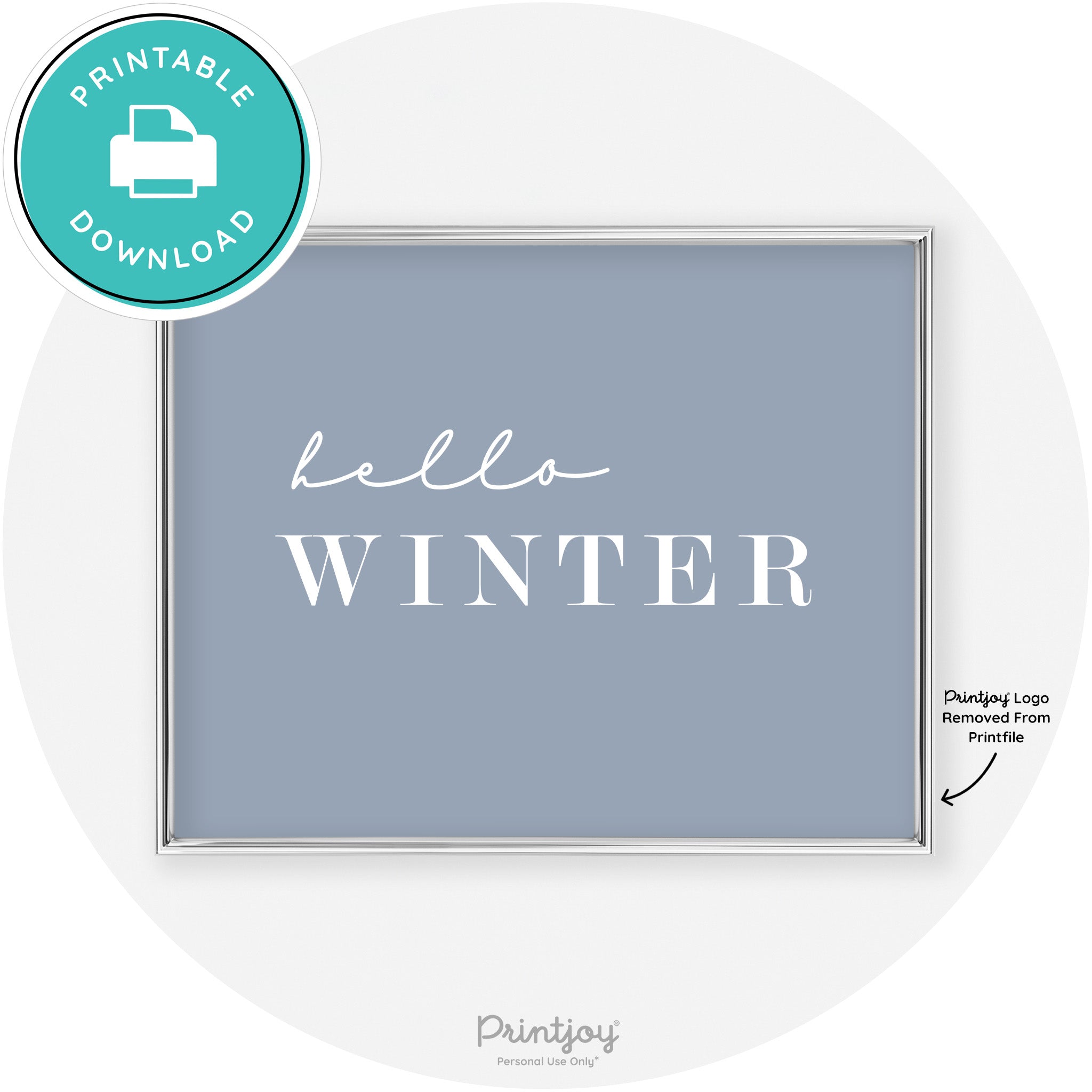 Hello Winter Cute Seasonal Modern Chic Wall Art Decor Free Printable