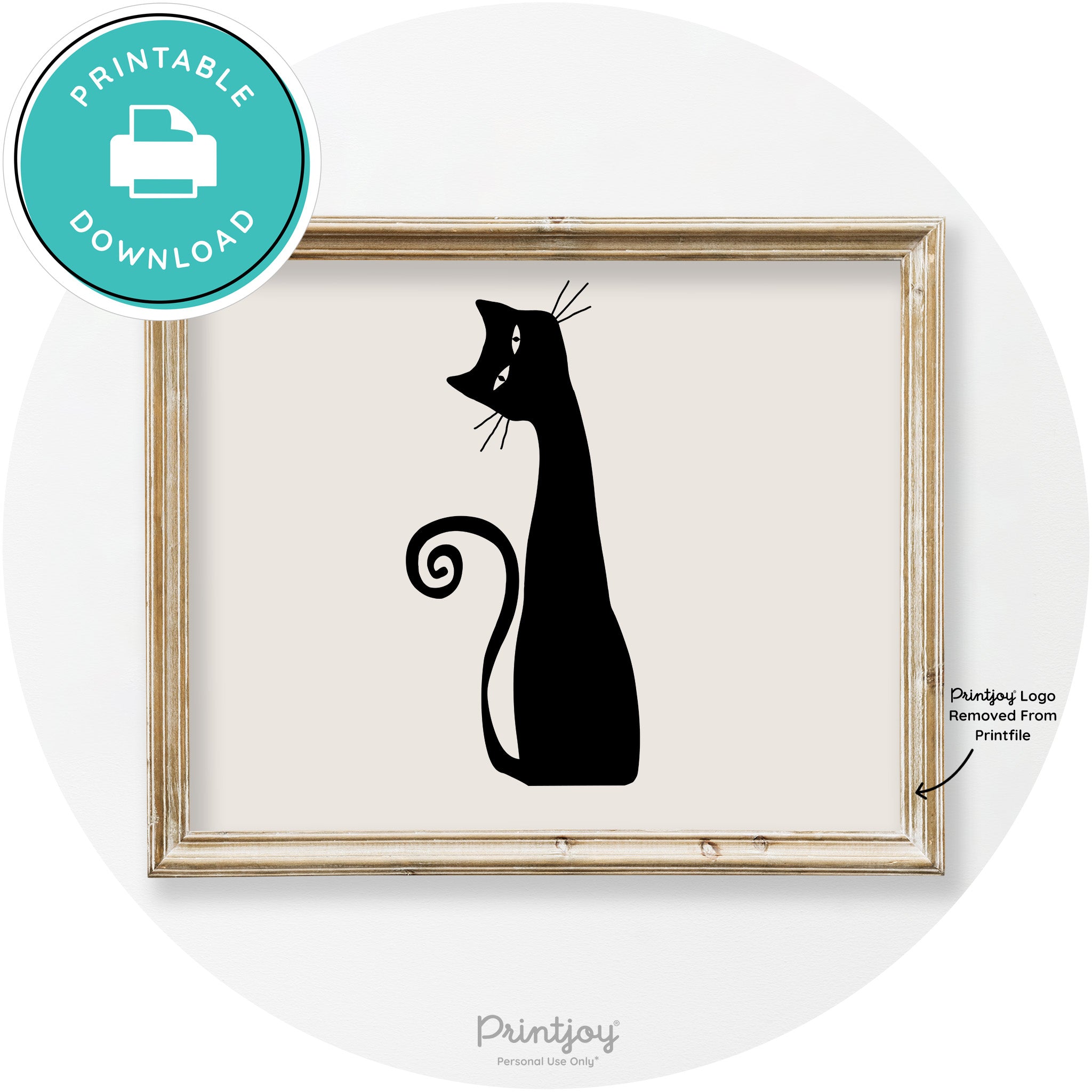 Creepy Skinny Cat Modern Vintage Halloween Wall Art Free Printable