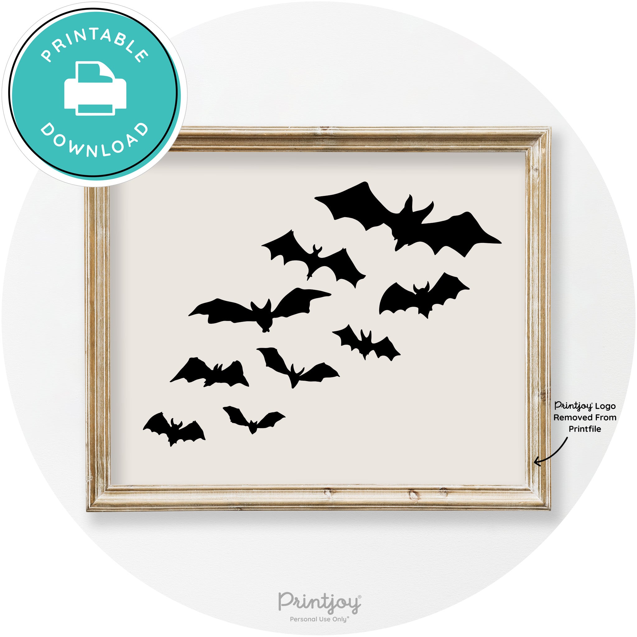 Halloween Bats Silhouette Modern Vintage Wall Art Free Printable