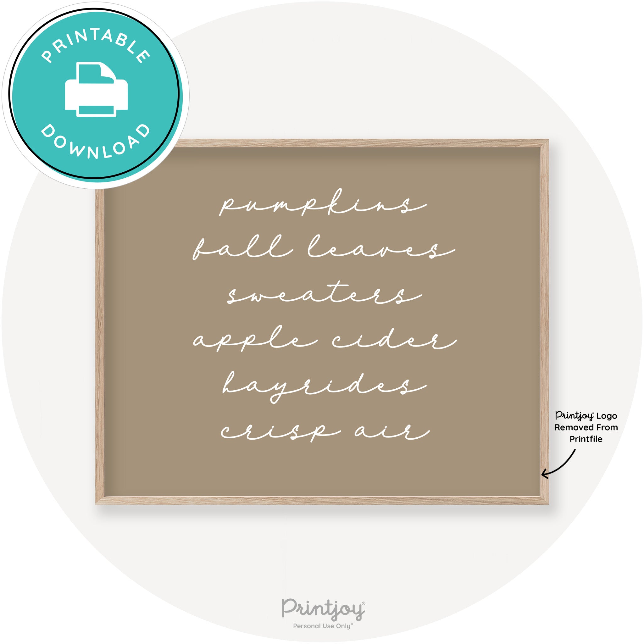 Fall Favorite Things Cute Modern Chic Decor Wall Art Printable