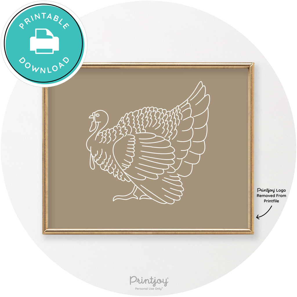 Turkey Line Art Thanksgiving Cute Modern Chic Wall Art Free Printable