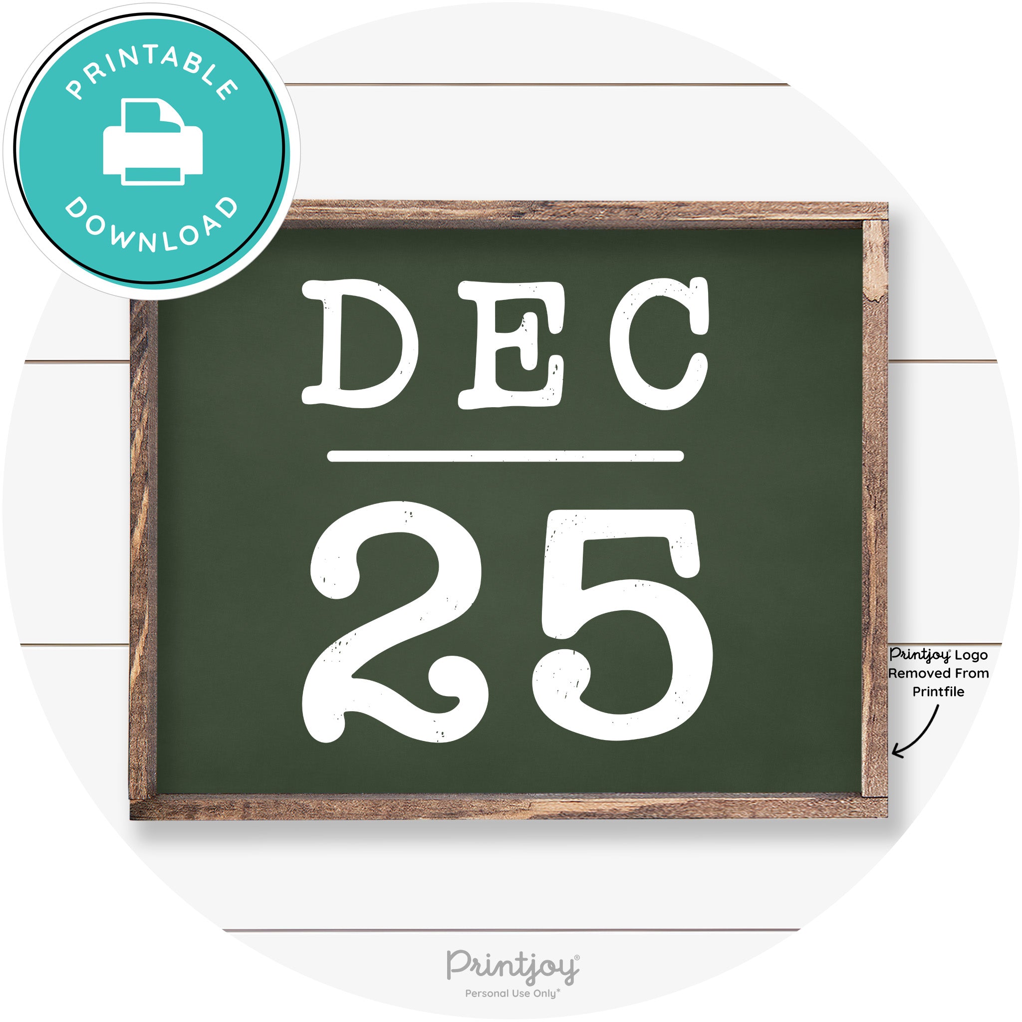 Dec 25 Christmas Rustic Farmhouse Wall Art Decor Free Printable