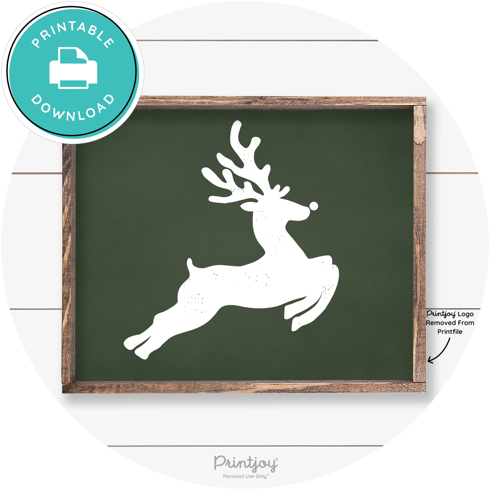 Flying Reindeer Silhouette Christmas Farmhouse Wall Art Free Printable - Printjoy