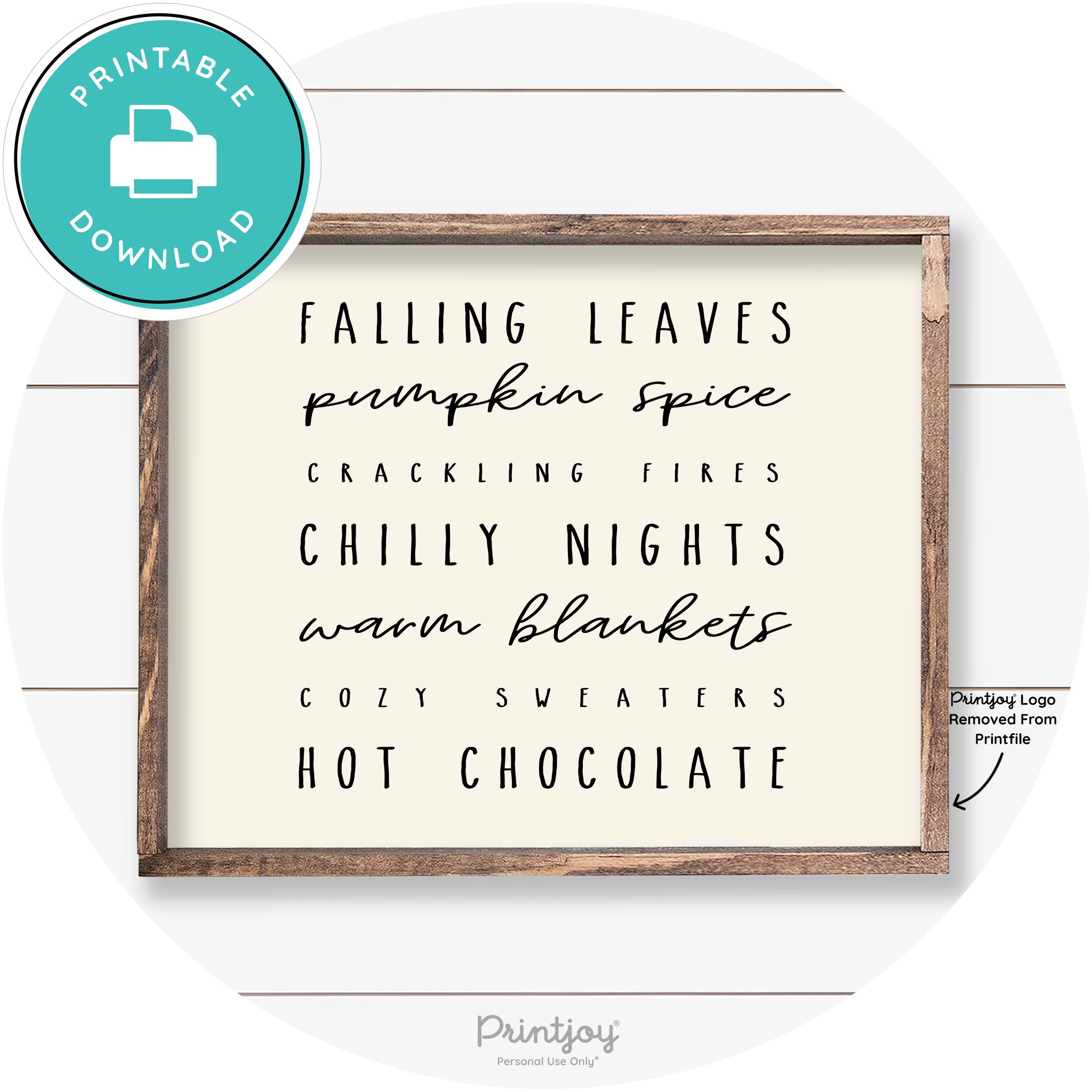 Fall Favorite Things Cute Farmhouse Autumn Wall Art Free Printable
