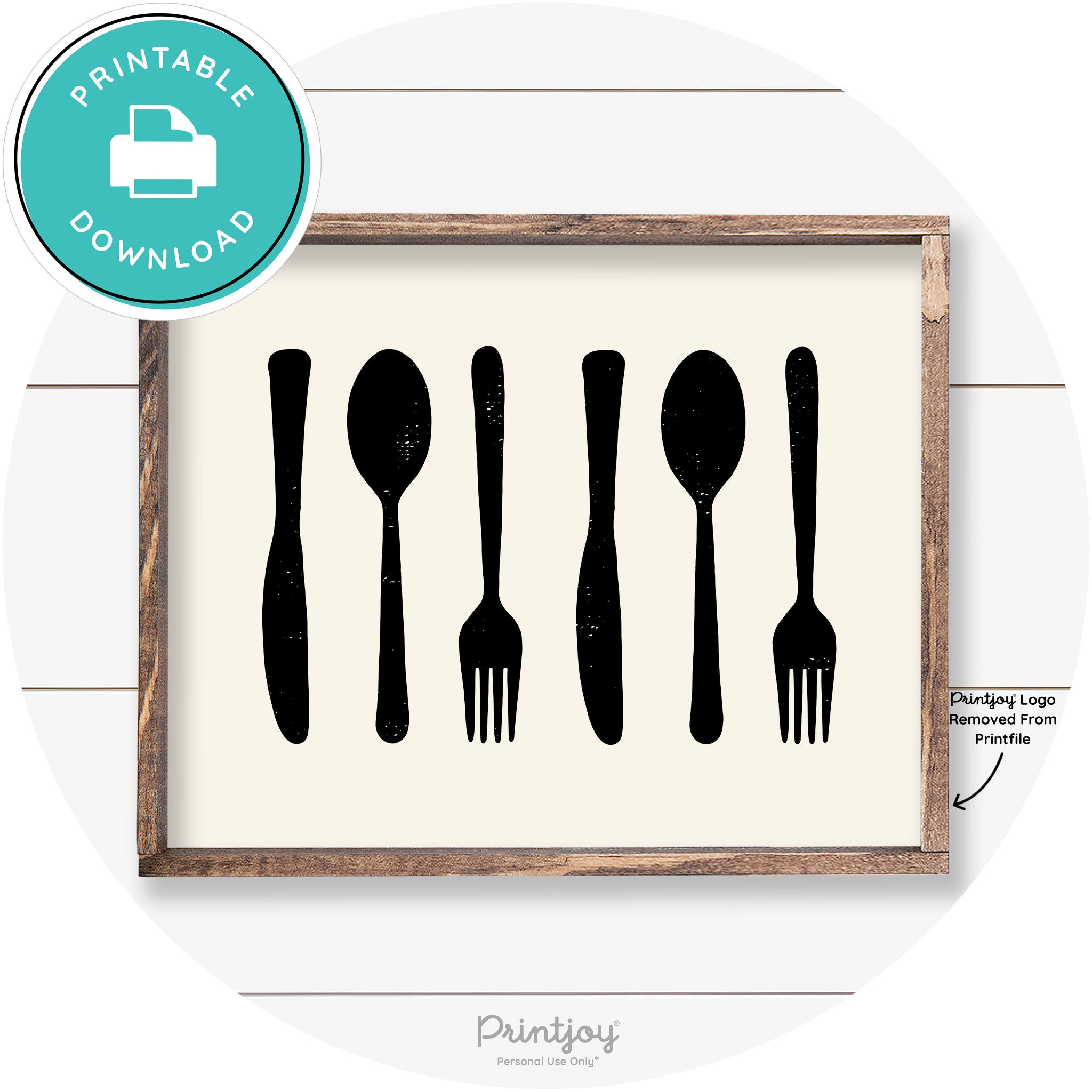 Fork Spoon Knife Pattern Farmhouse Kitchen Wall Art Free Printable