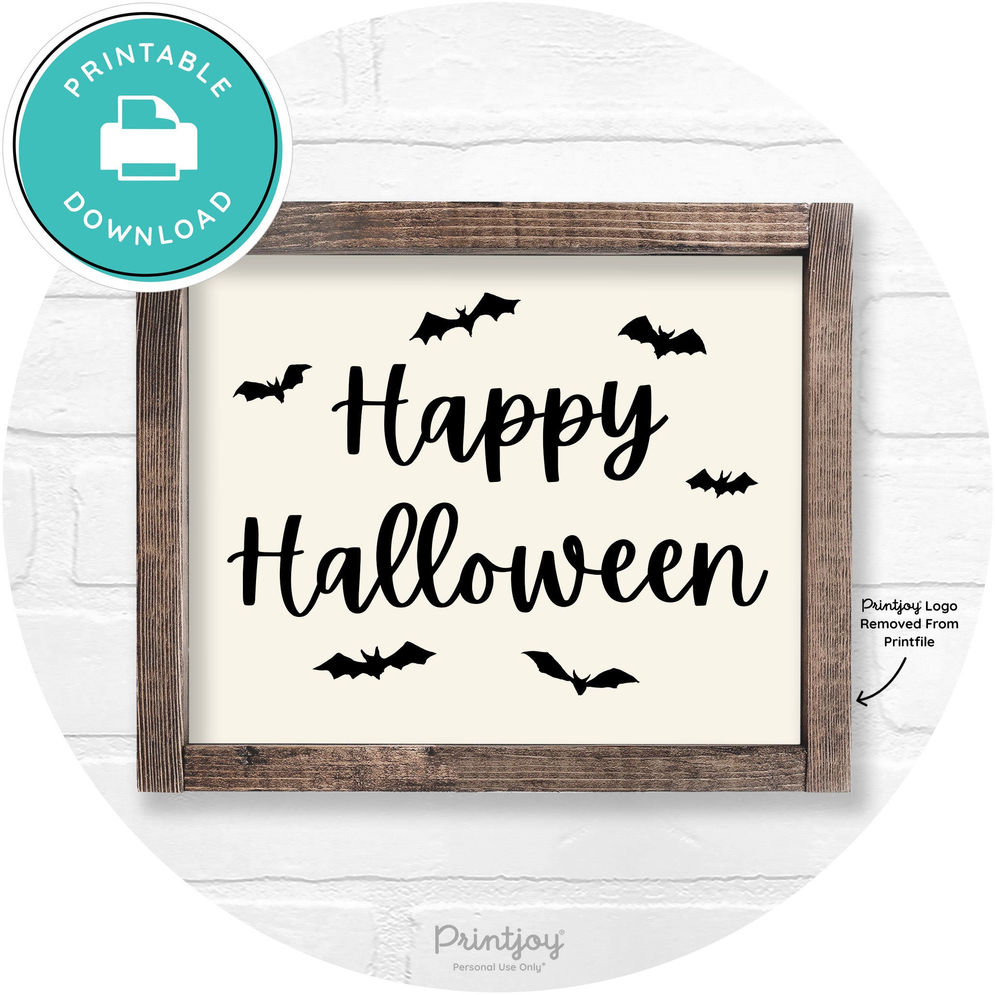 Happy Halloween Bats Rustic Farmhouse Wall Art Printable