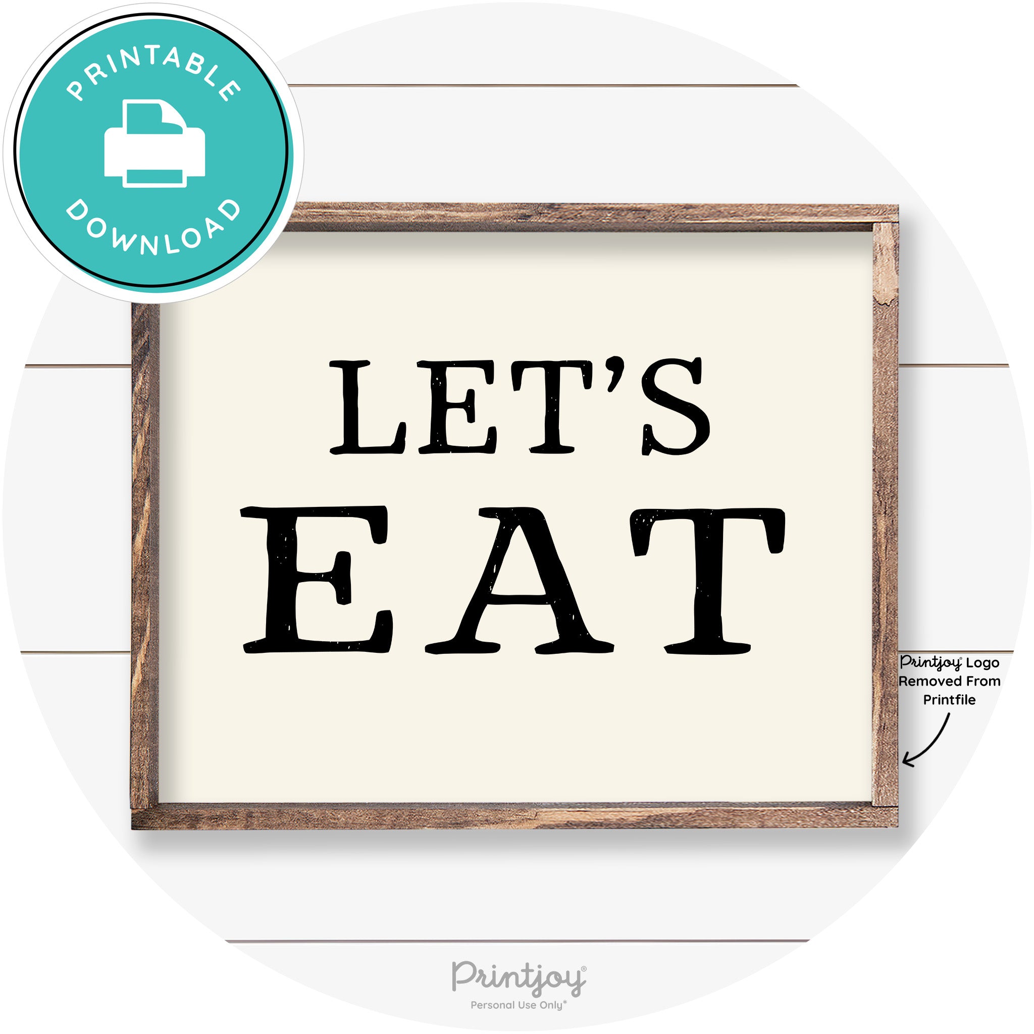 Let's Eat Kitchen Sign Rustic Farmhouse Wall Art Decor Free Printable