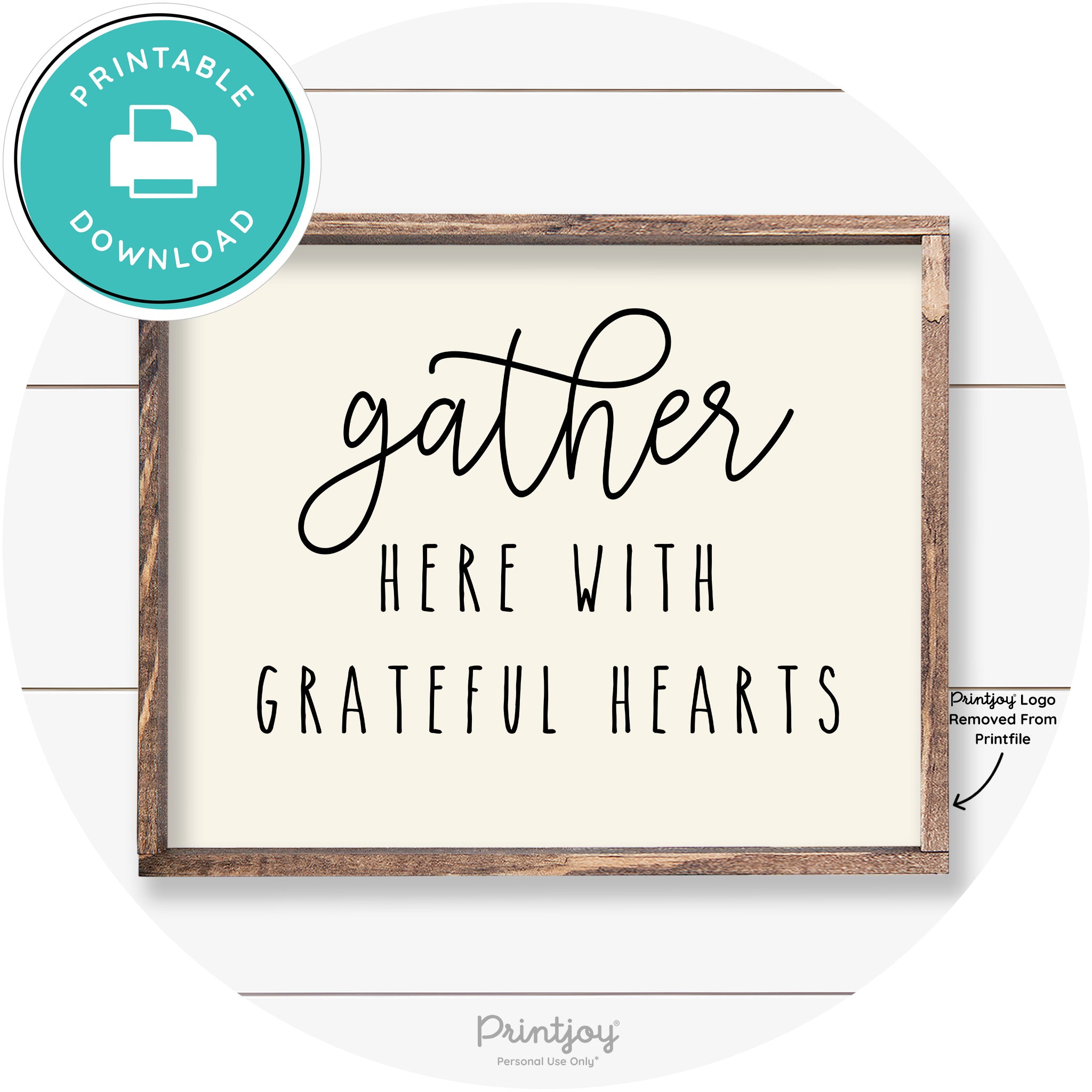 Gather Here Grateful Hearts Farmhouse Wall Art Decor Free Printable