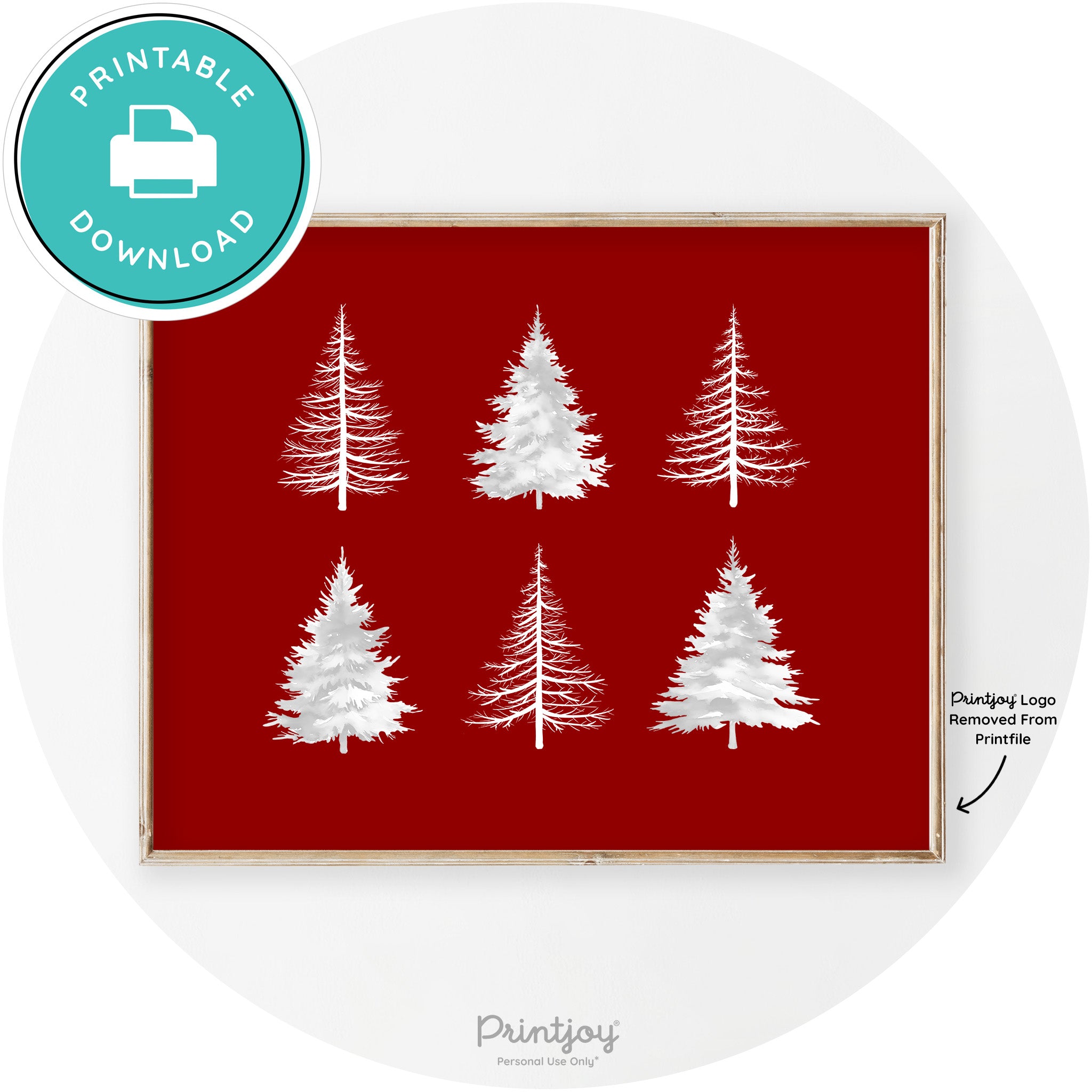 Christmas Trees Silhouette Modern Transitional Wall Art Free Printable - Printjoy