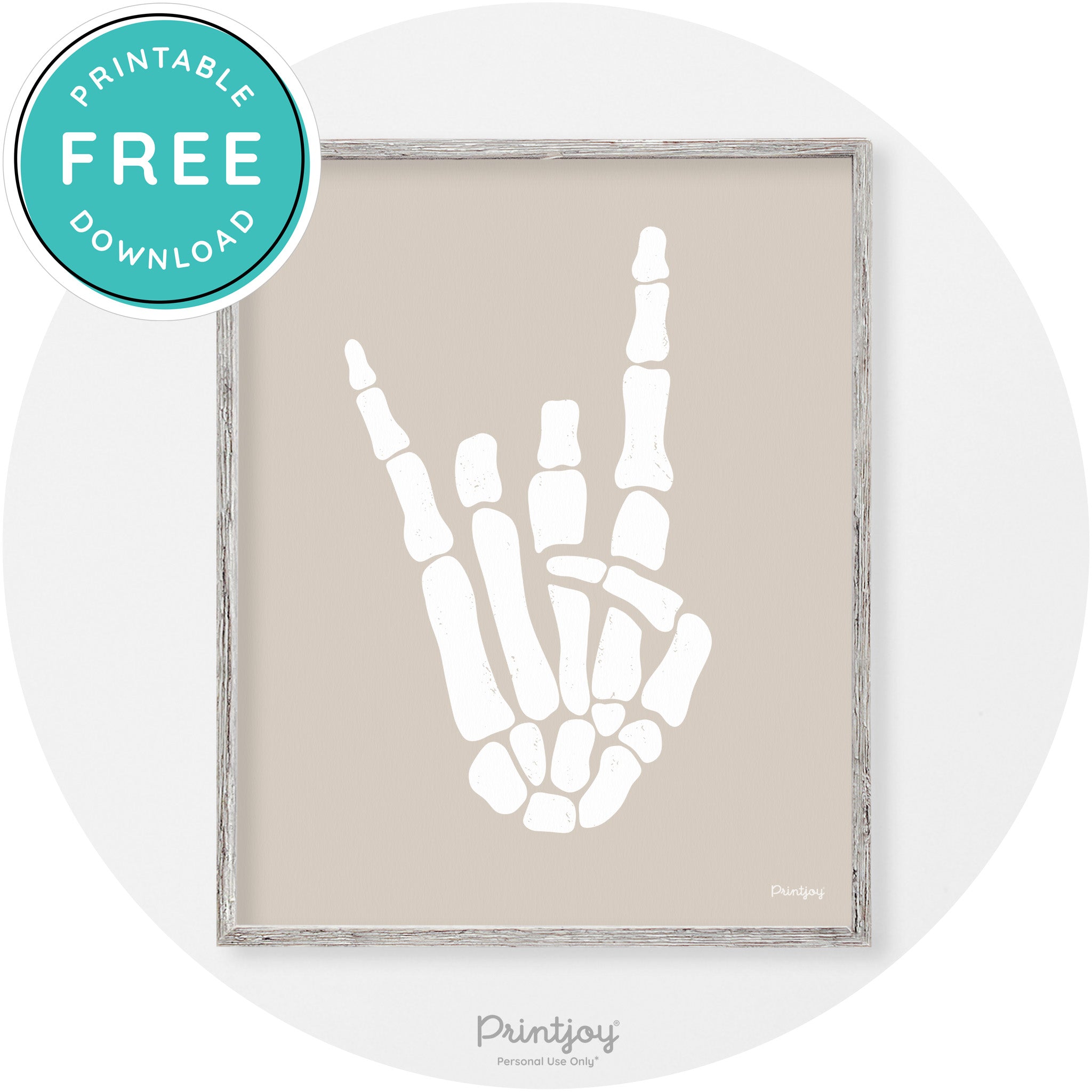 Skeleton Rock On Hand Bones Vintage Halloween Wall Art Free Printable - Printjoy