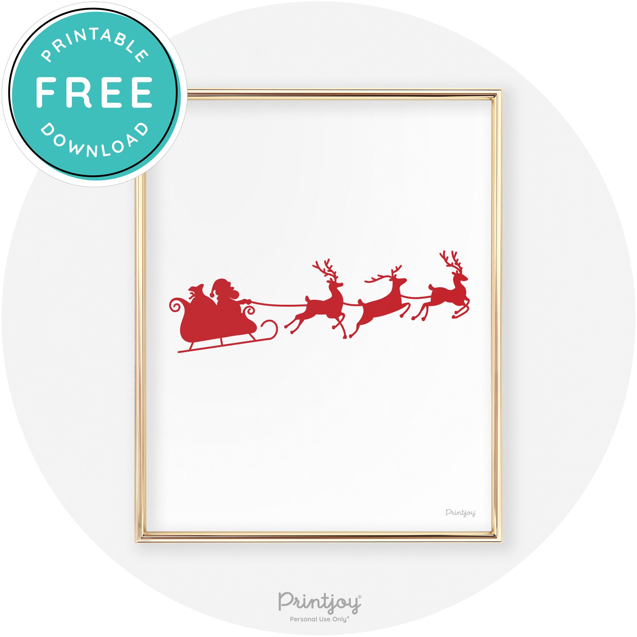 Santa Sleigh Reindeer Silhouette Cute Chic Wall Art Free Printable