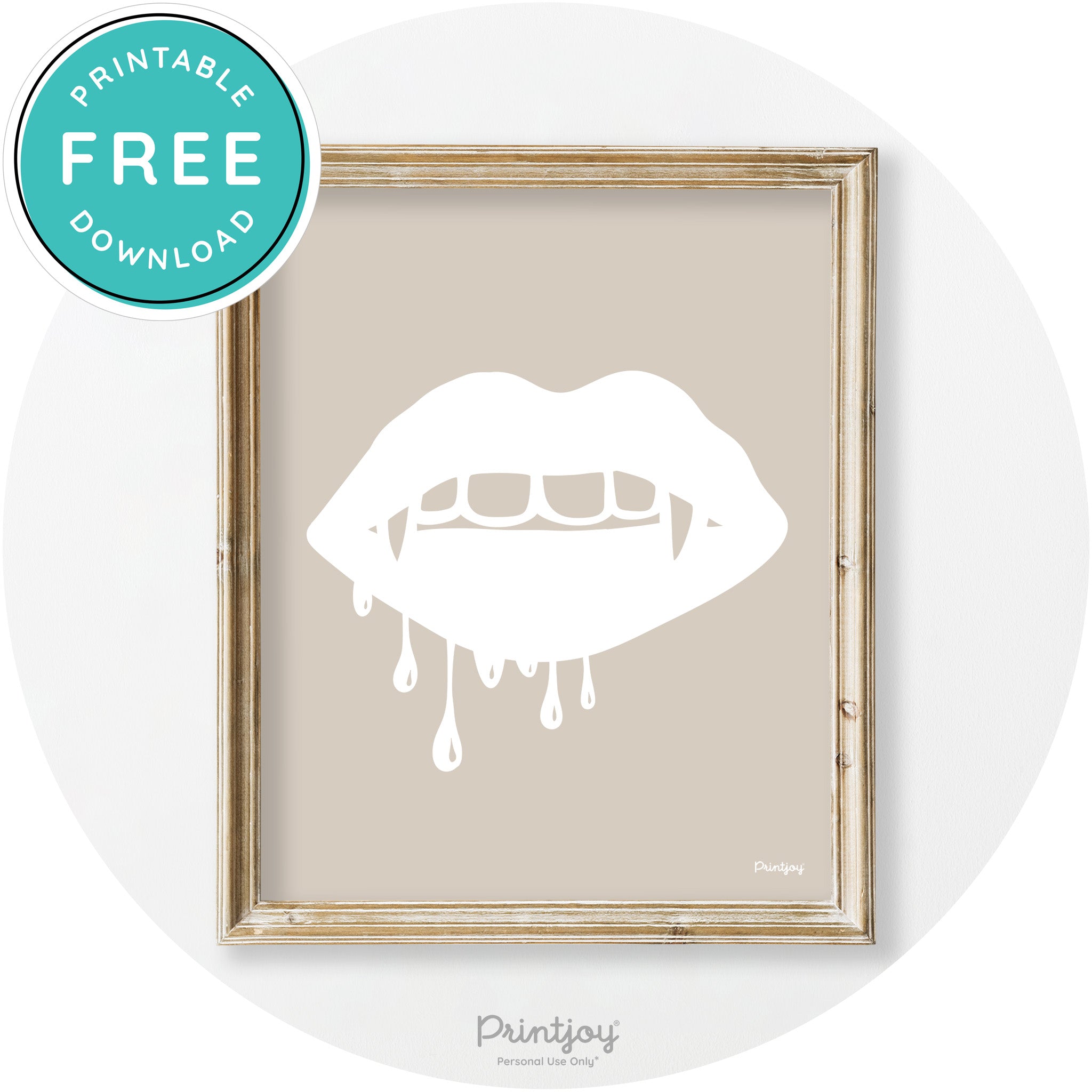 Dracula Fangs Teeth Modern Vintage Halloween Wall Art Free Printable