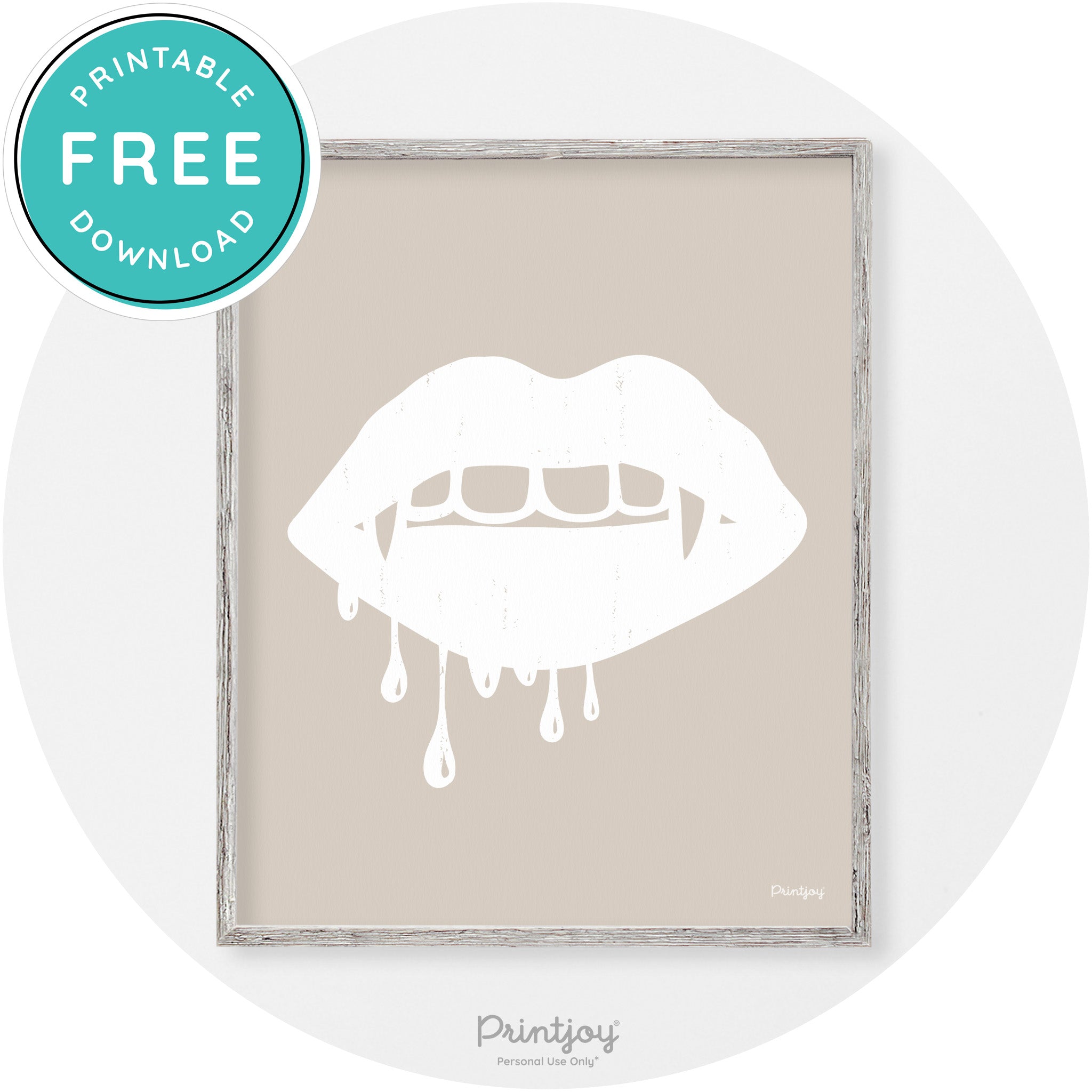 Dracula Fangs Teeth Modern Vintage Halloween Wall Art Free Printable - Printjoy