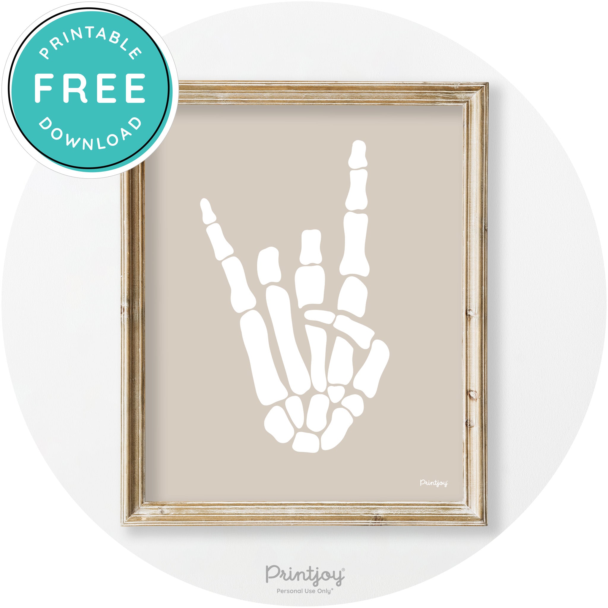 Skeleton Rock On Hand Bones Vintage Halloween Wall Art Free Printable