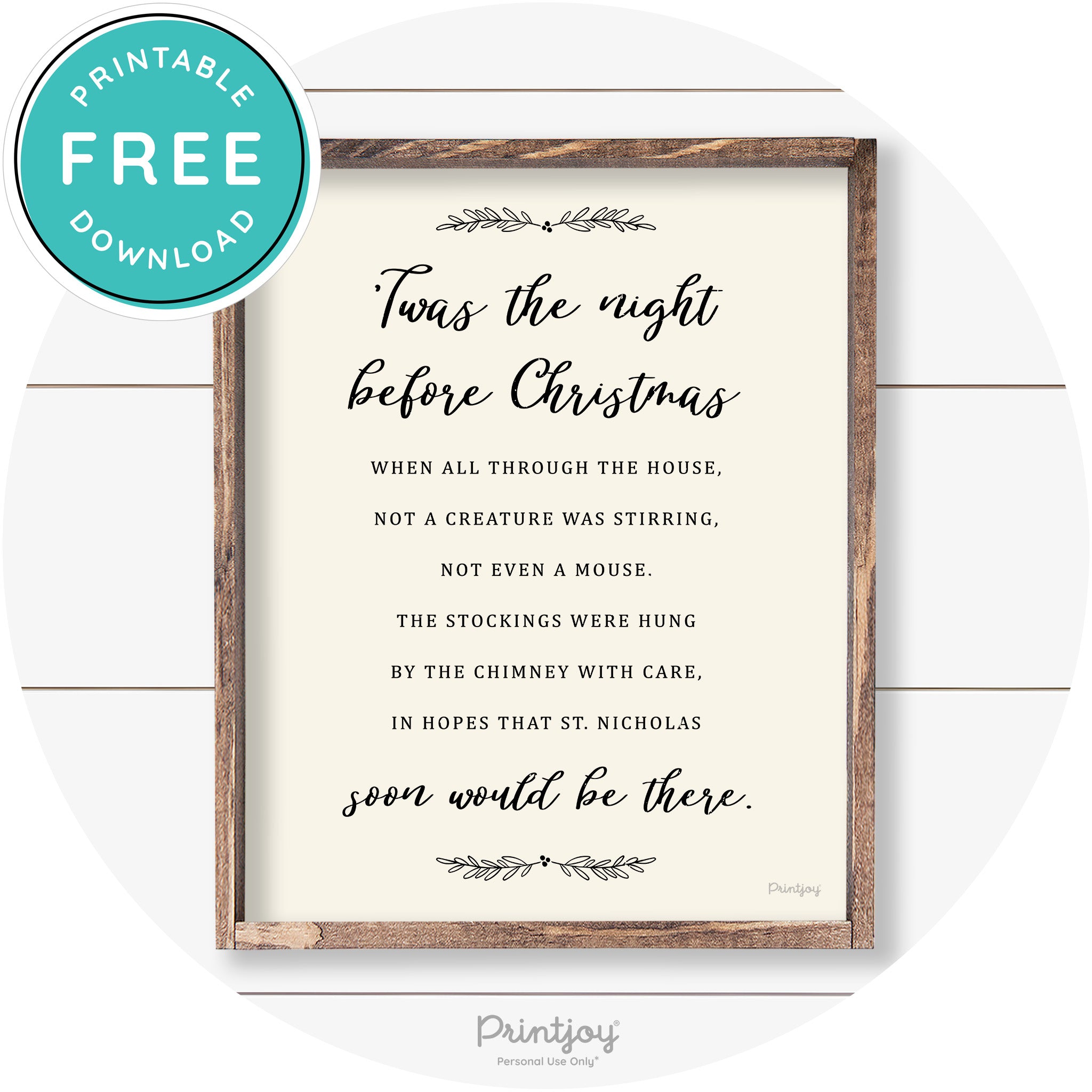 'Twas The Night Before Christmas Farmhouse Wall Art Free Printable