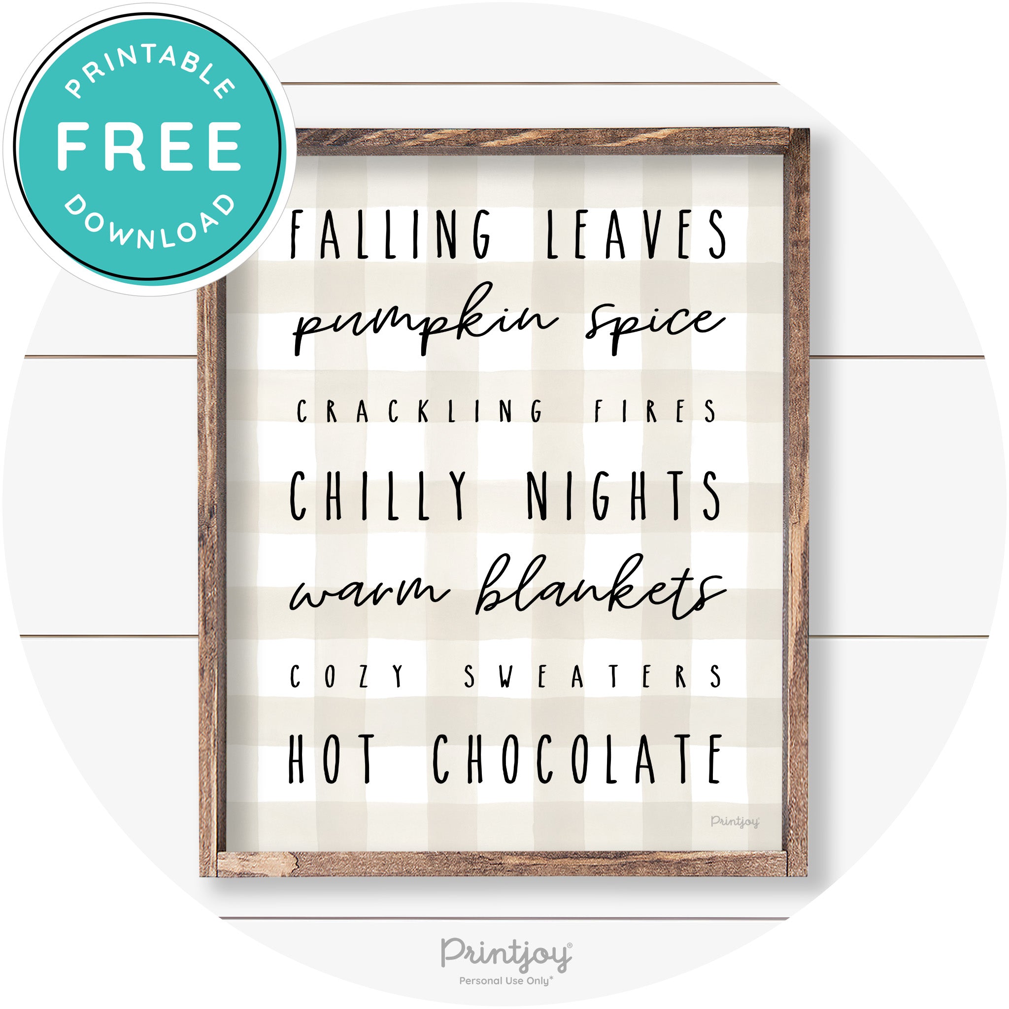 Fall Favorite Things Cute Farmhouse Autumn Wall Art Free Printable