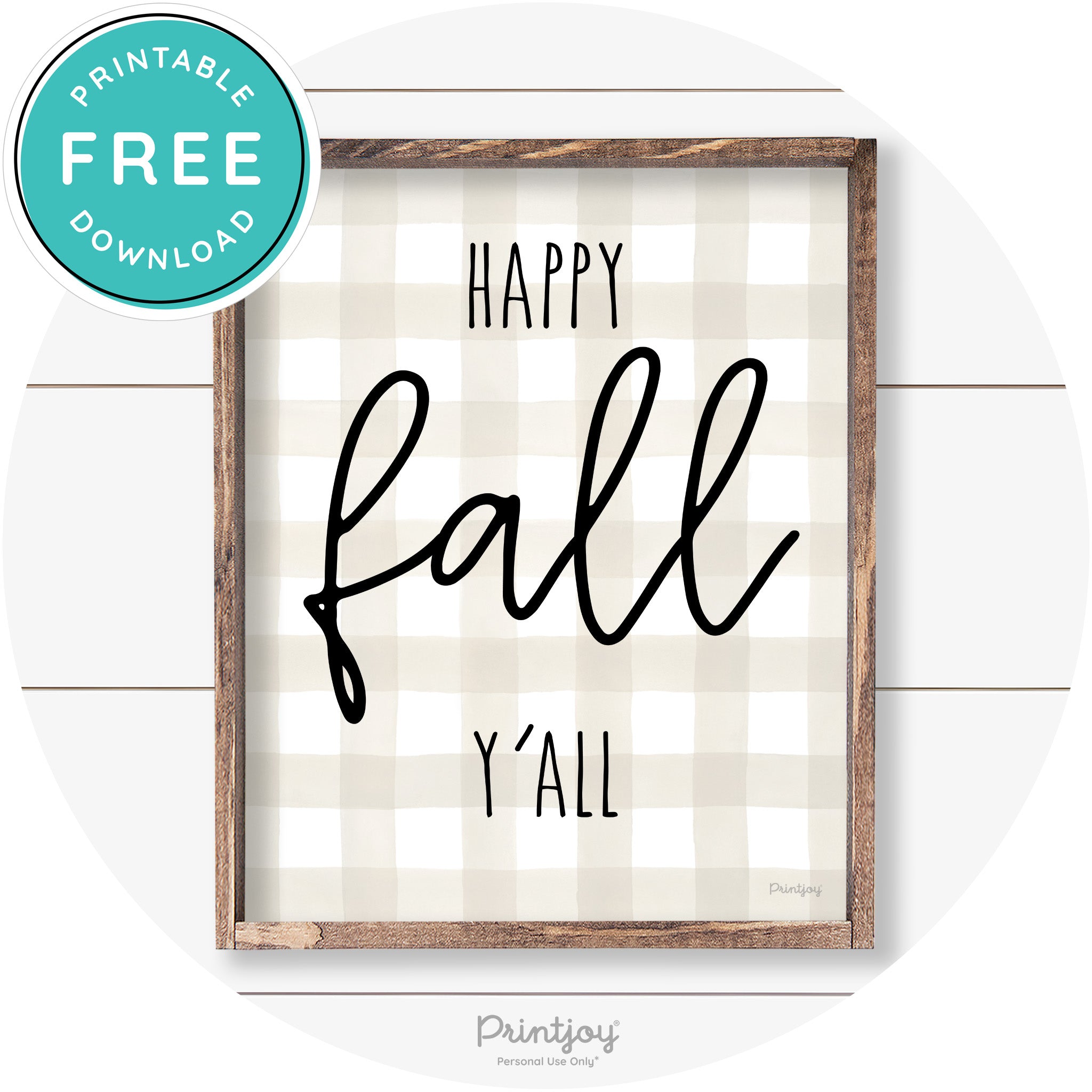 Happy Fall Y'all Cute Farmhouse Autumn Wall Art Decor Free Printable