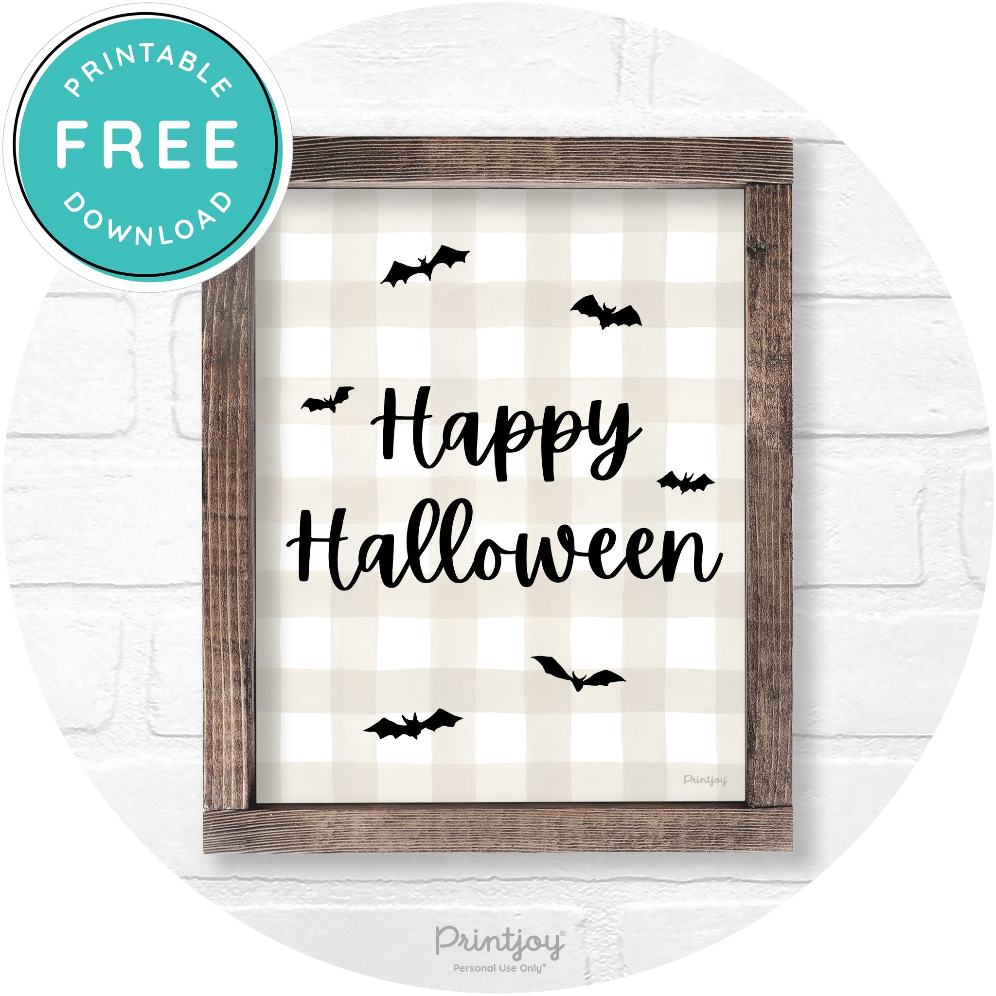 Happy Halloween Bats Rustic Farmhouse Wall Art Printable