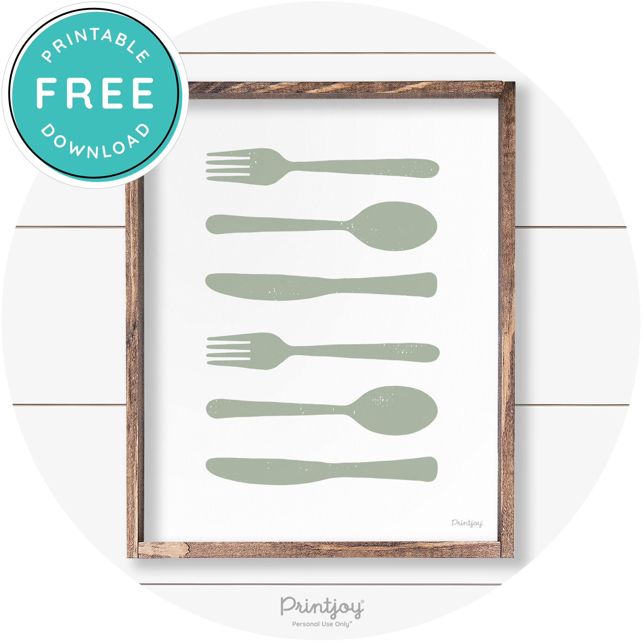 Fork Spoon Knife Pattern Farmhouse Kitchen Wall Art Free Printable