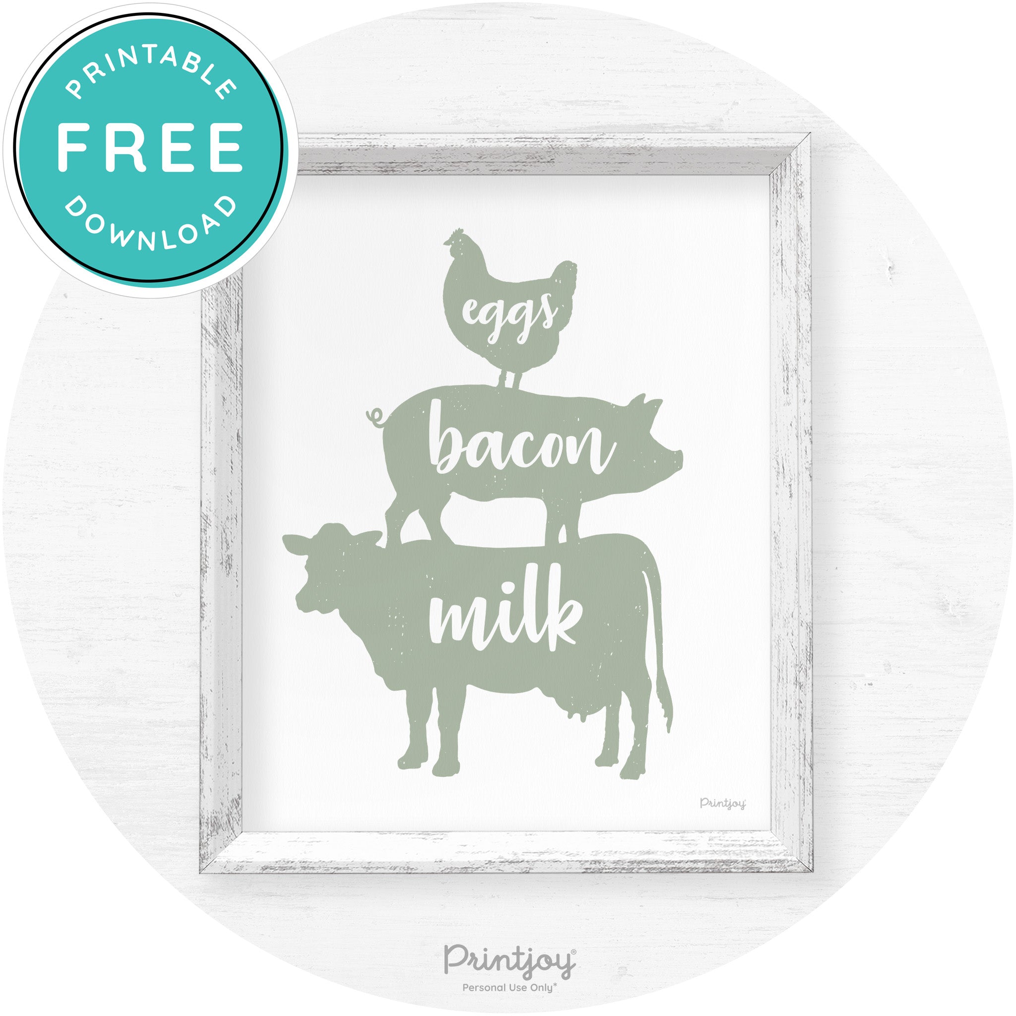 Stacked Farm Animals Eggs Bacon Milk Farmhouse Art Free Printable