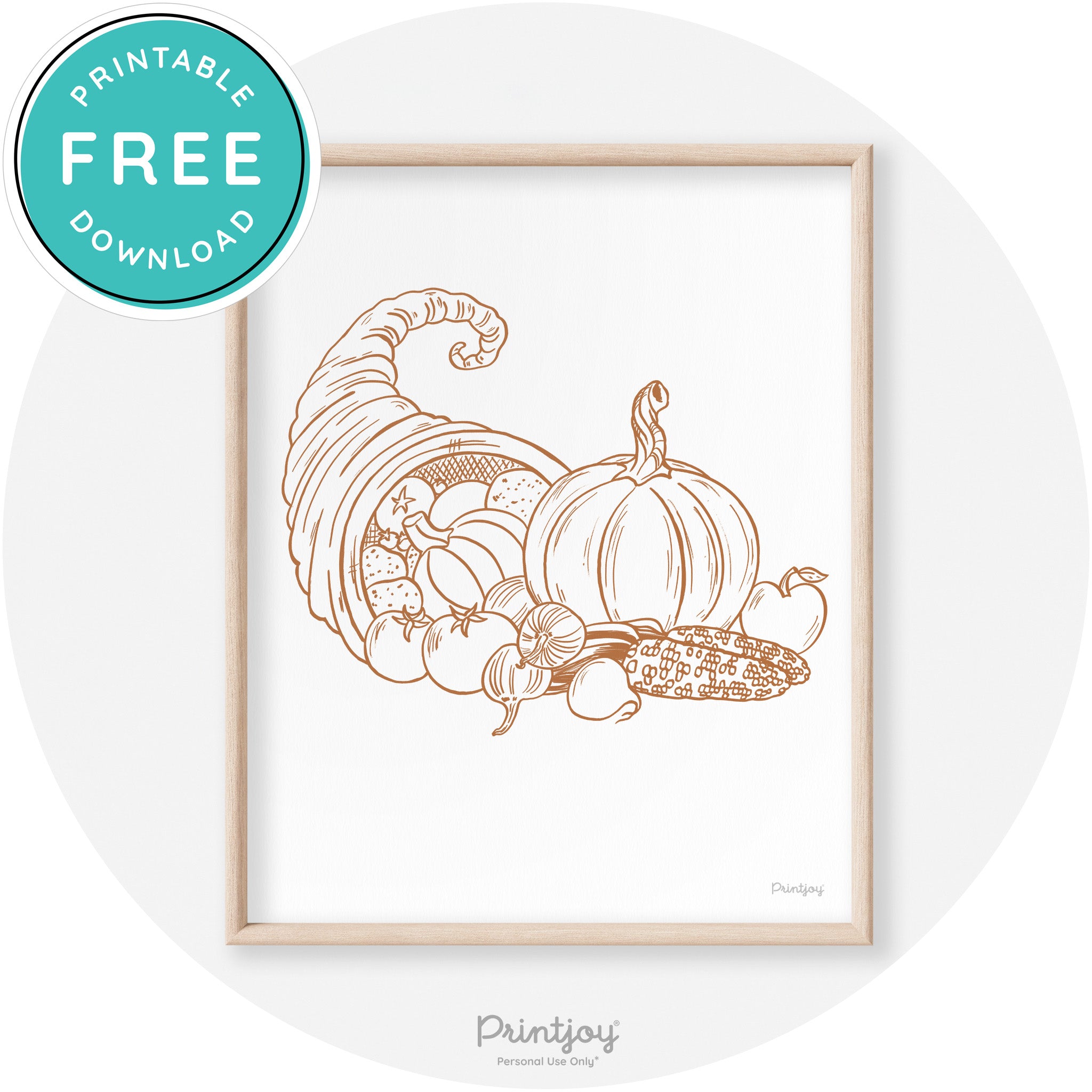 Cornucopia Drawing Thanksgiving Transitional Wall Art Free Printable