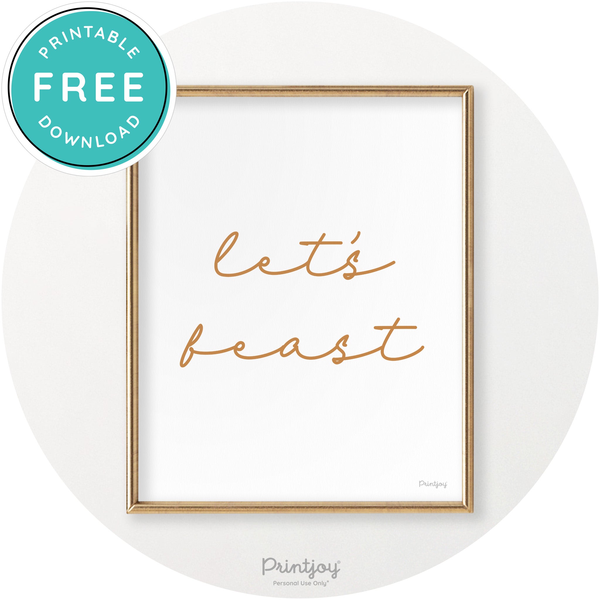 Let's Feast Cute Thanksgiving Modern Chic Wall Art Printable