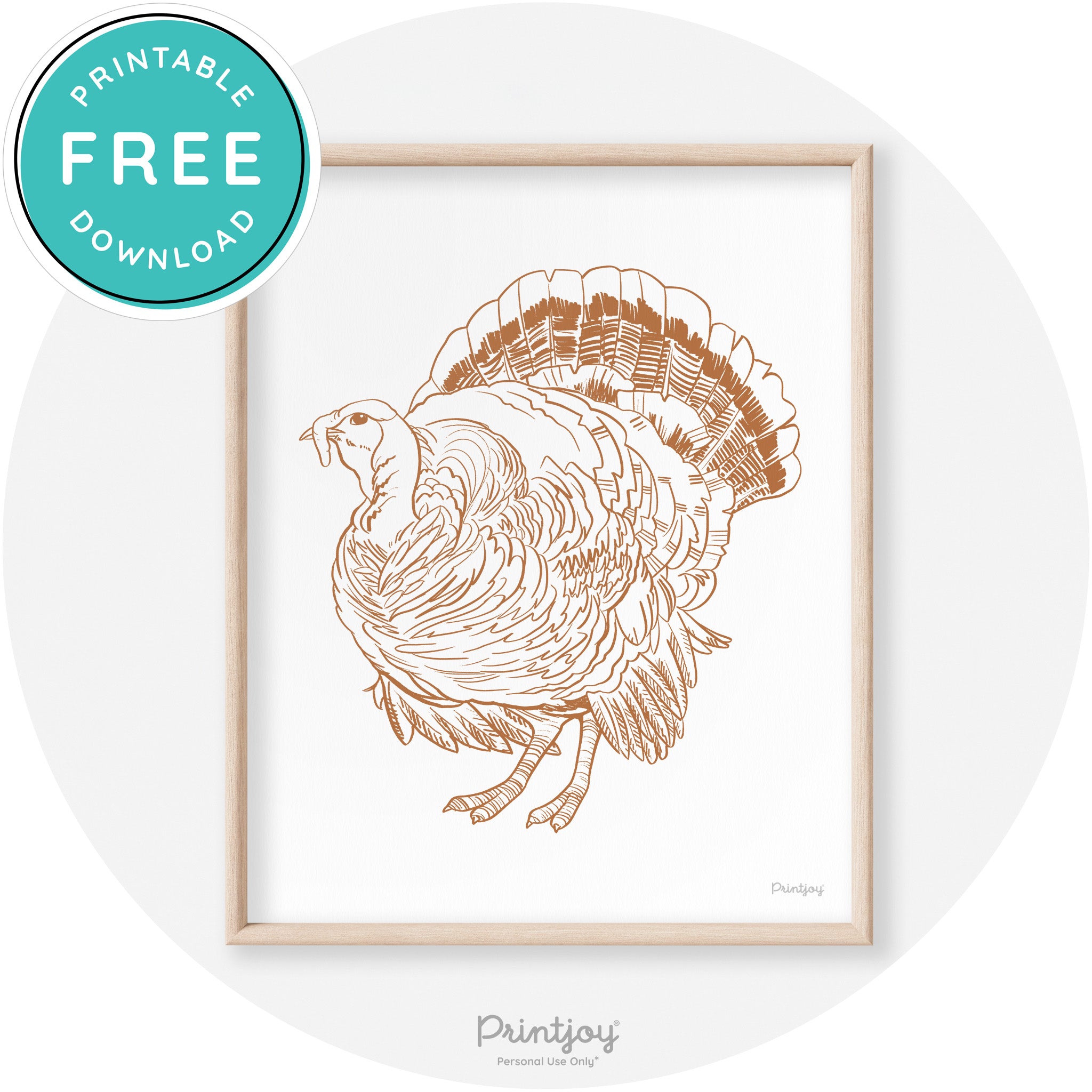 Turkey Drawing Thanksgiving Transitional Wall Art Decor Free Printable