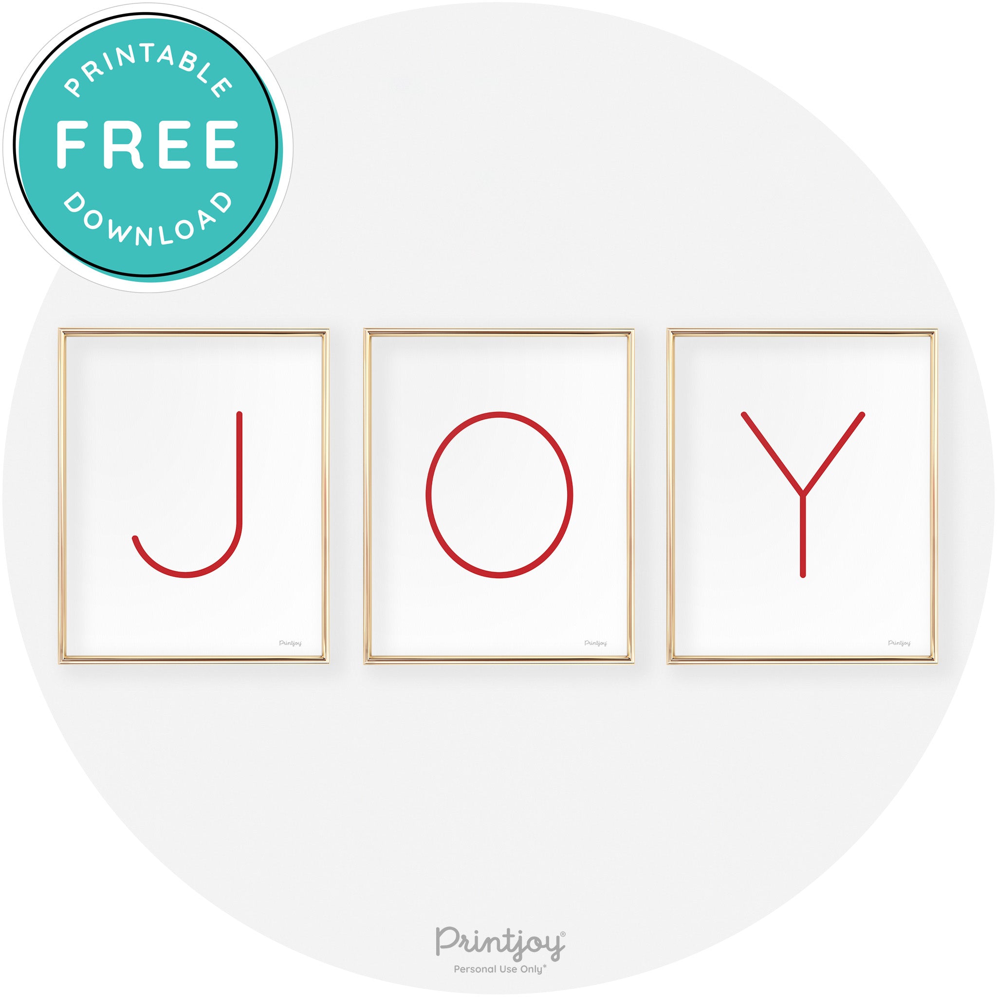 Joy Simple Letters Set Of 3 Christmas Modern Chic Wall Art Free Printable