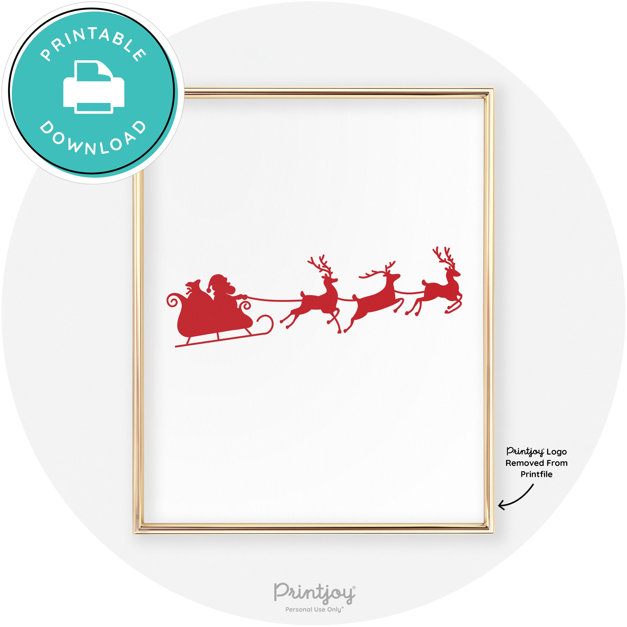 Santa Sleigh Reindeer Silhouette Cute Chic Wall Art Free Printable