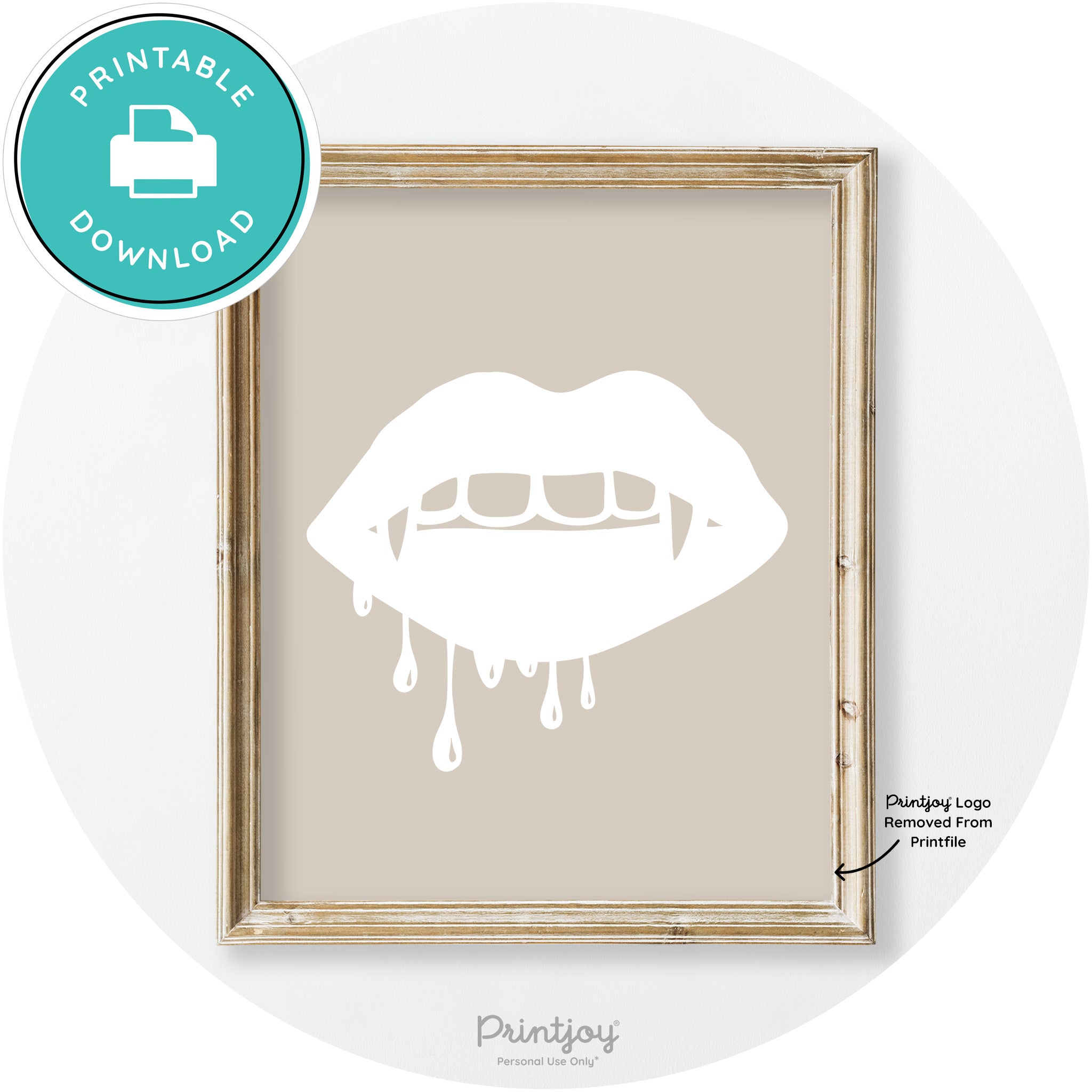 Dracula Fangs Teeth Modern Vintage Halloween Wall Art Free Printable