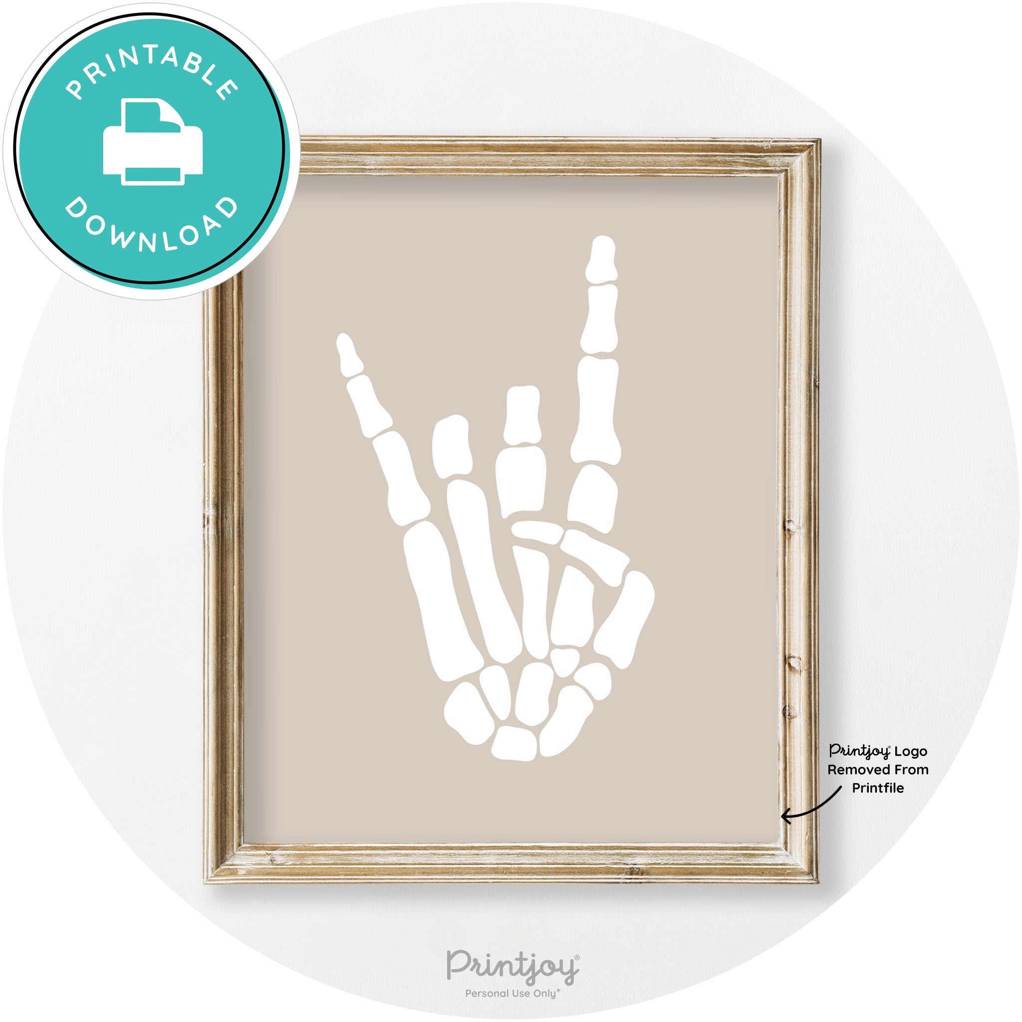 Skeleton Rock On Hand Bones Vintage Halloween Wall Art Free Printable