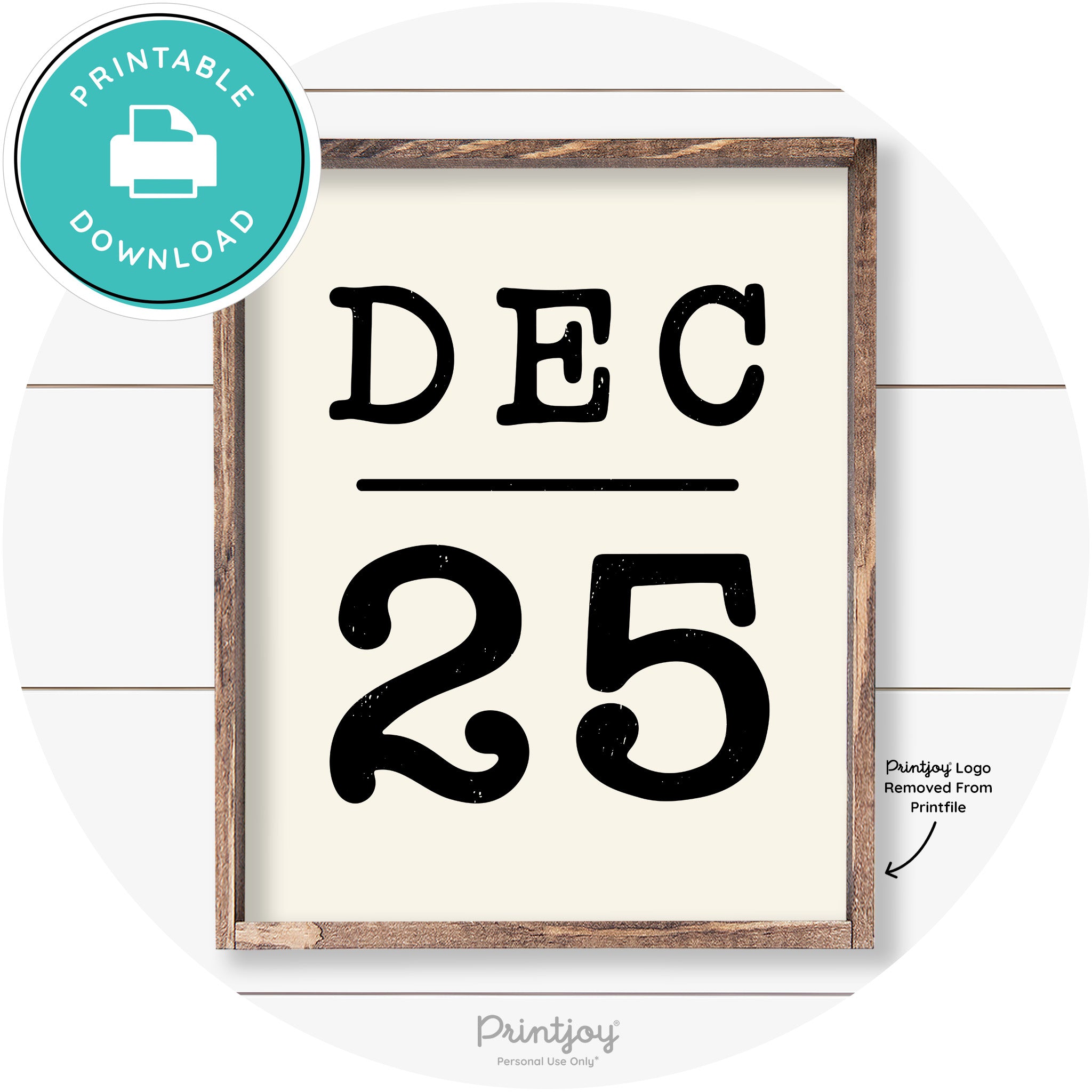 Dec 25 Christmas Rustic Farmhouse Wall Art Decor Free Printable