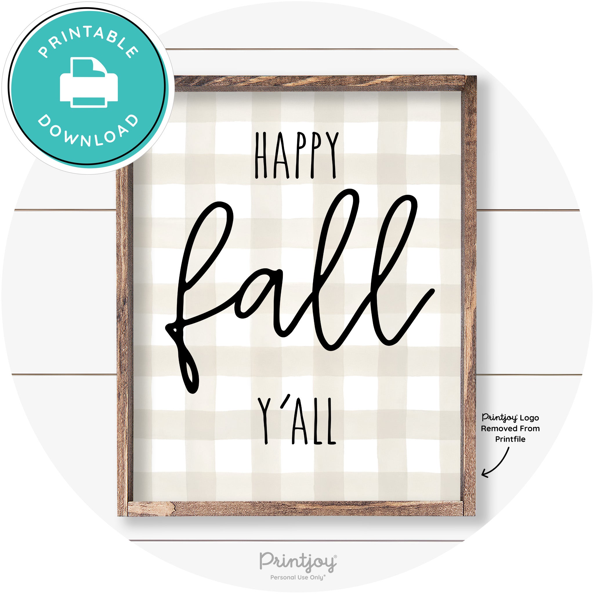 Happy Fall Y'all Cute Farmhouse Autumn Wall Art Decor Free Printable